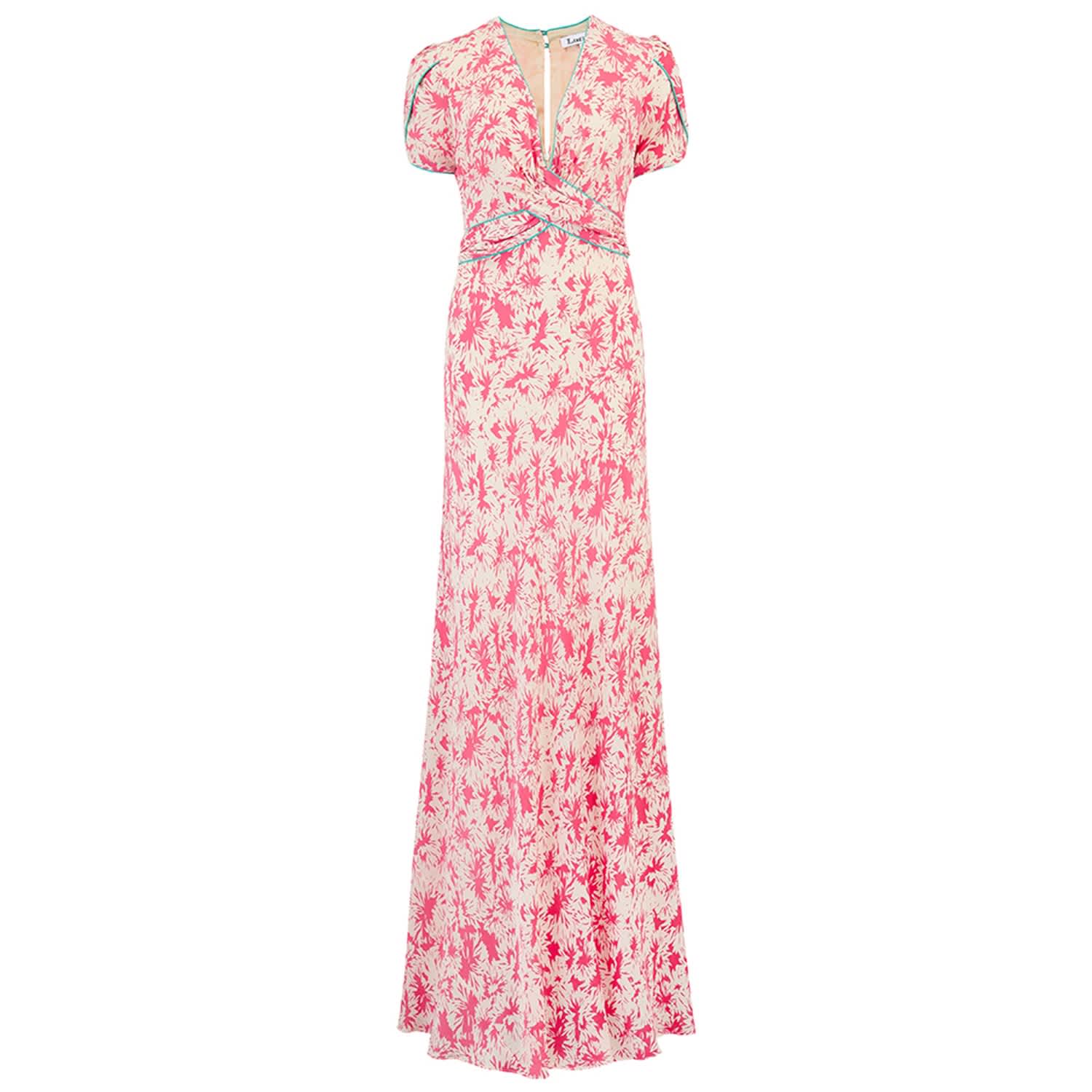 Long Millie Dress Salmon Flower Splat Print (M) | Libelula | Wolf & Badger