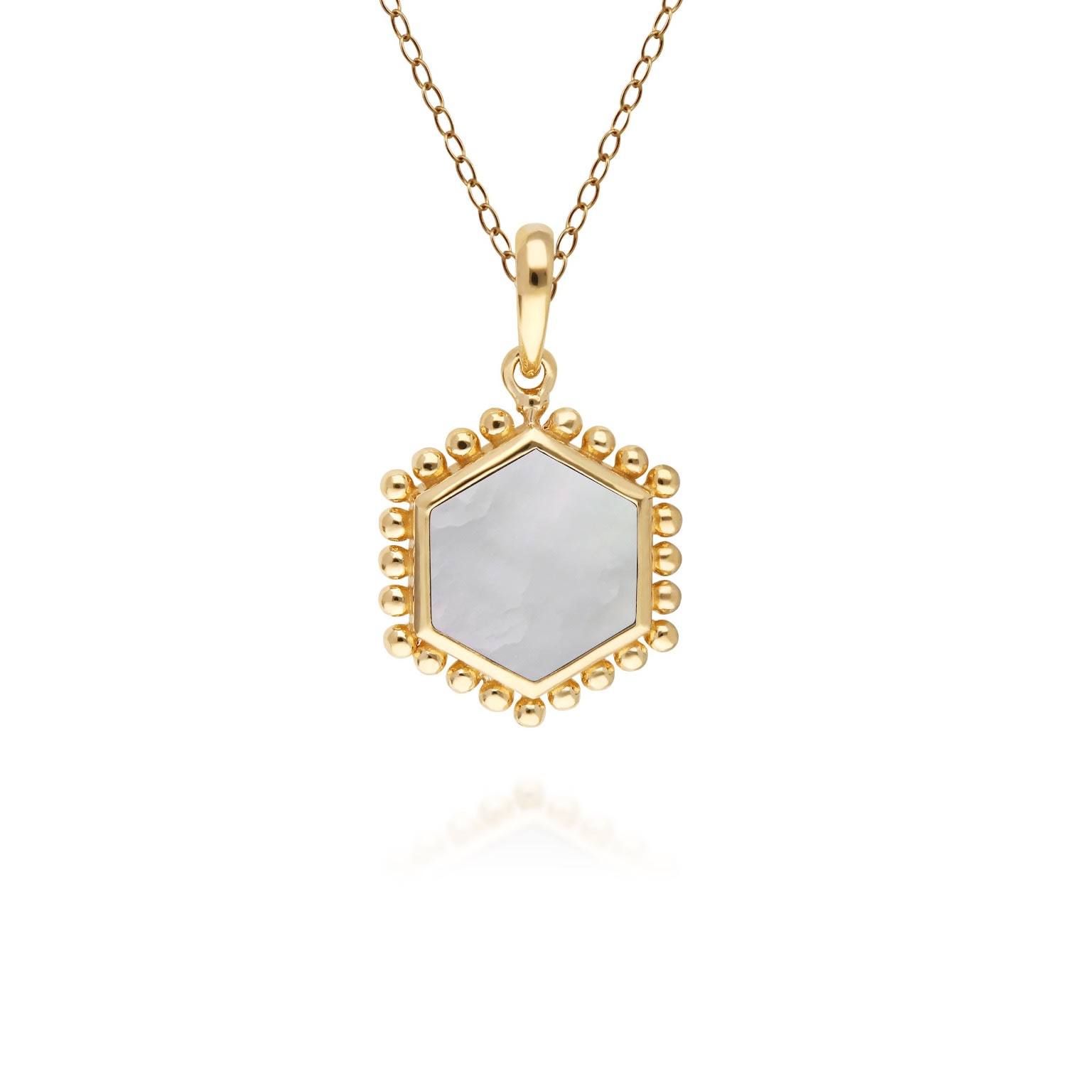 Women’s White Mother Of Pearl Flat Slice Hex Pendant In Gold Sterling Silver Gemondo