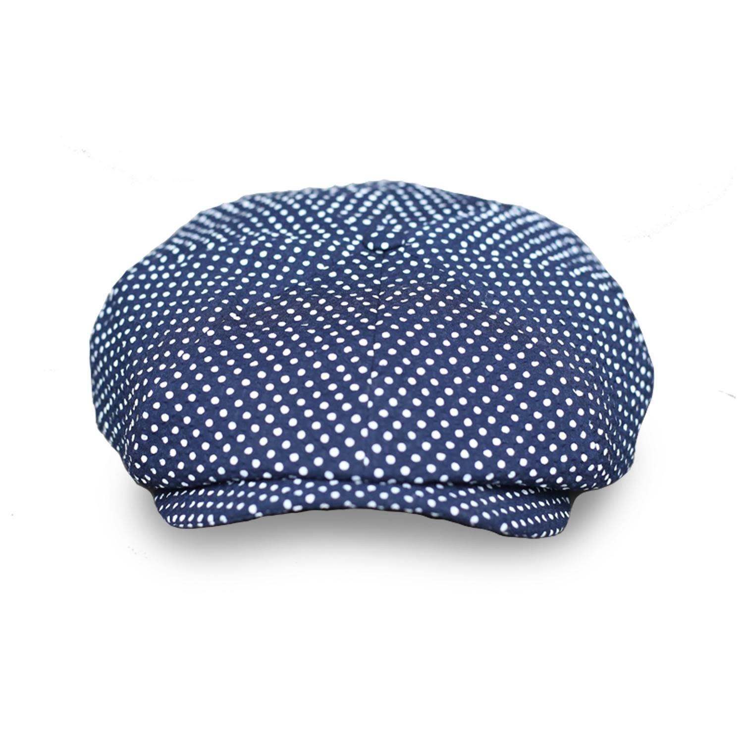 Men’s Theos Moonlight Newsboy Cap In Navy Blue Polka Dot Cotton Medium Mister Miller - Master Hatter