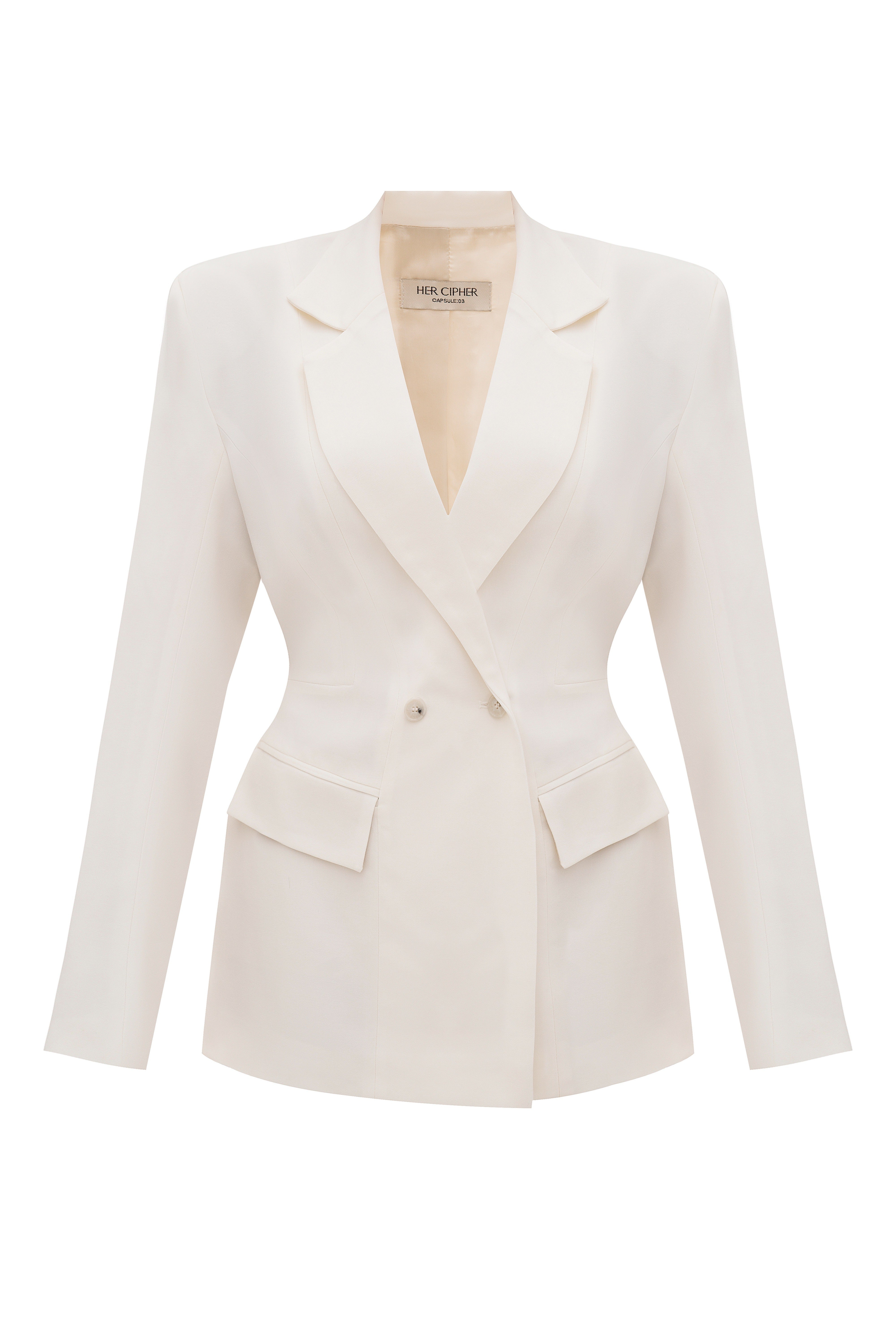 Women's White Empire Blazer - Vanille | Extra Small | Her Cipher