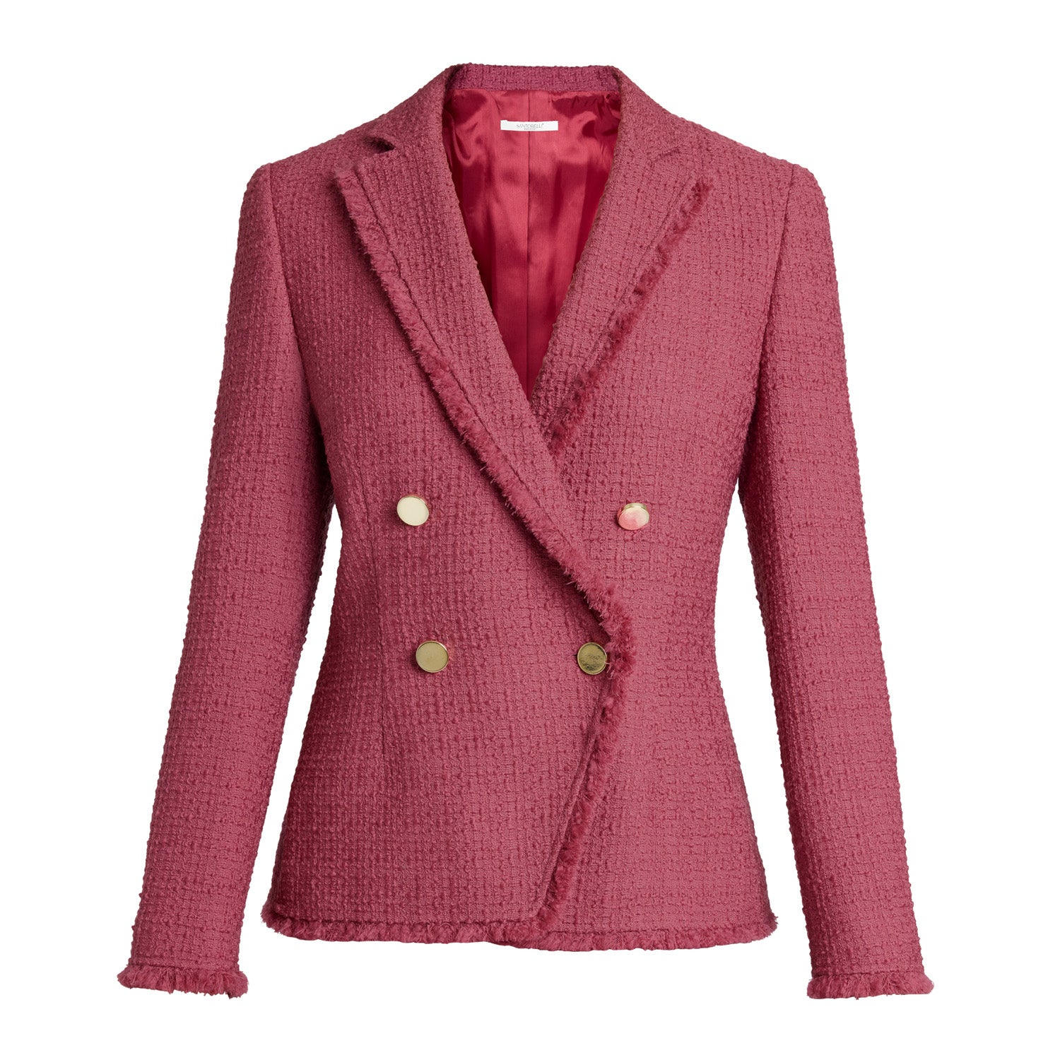 Santorelli Women's Pink Alaia Double-breasted Tweed Jacket In Pink