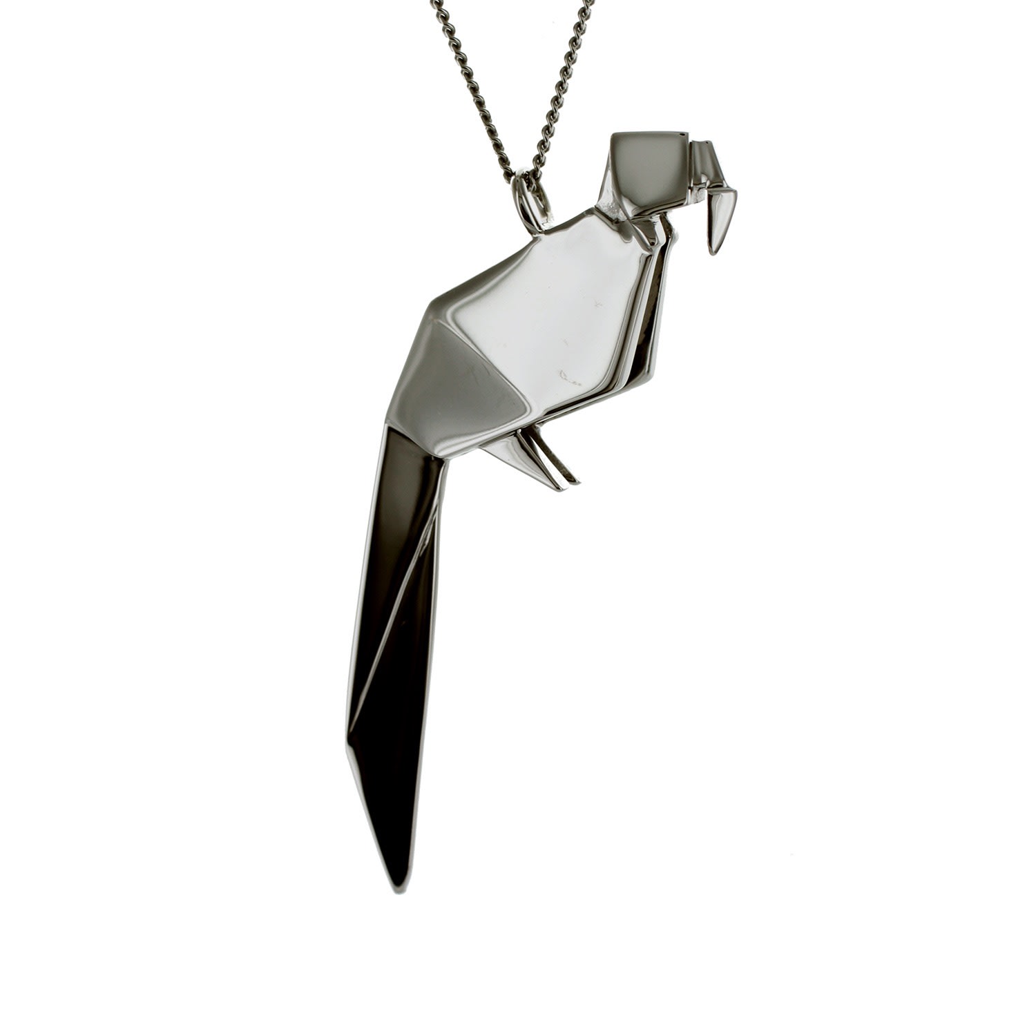 Women’s Black Necklace Parrot Gun Metal Origami Jewellery