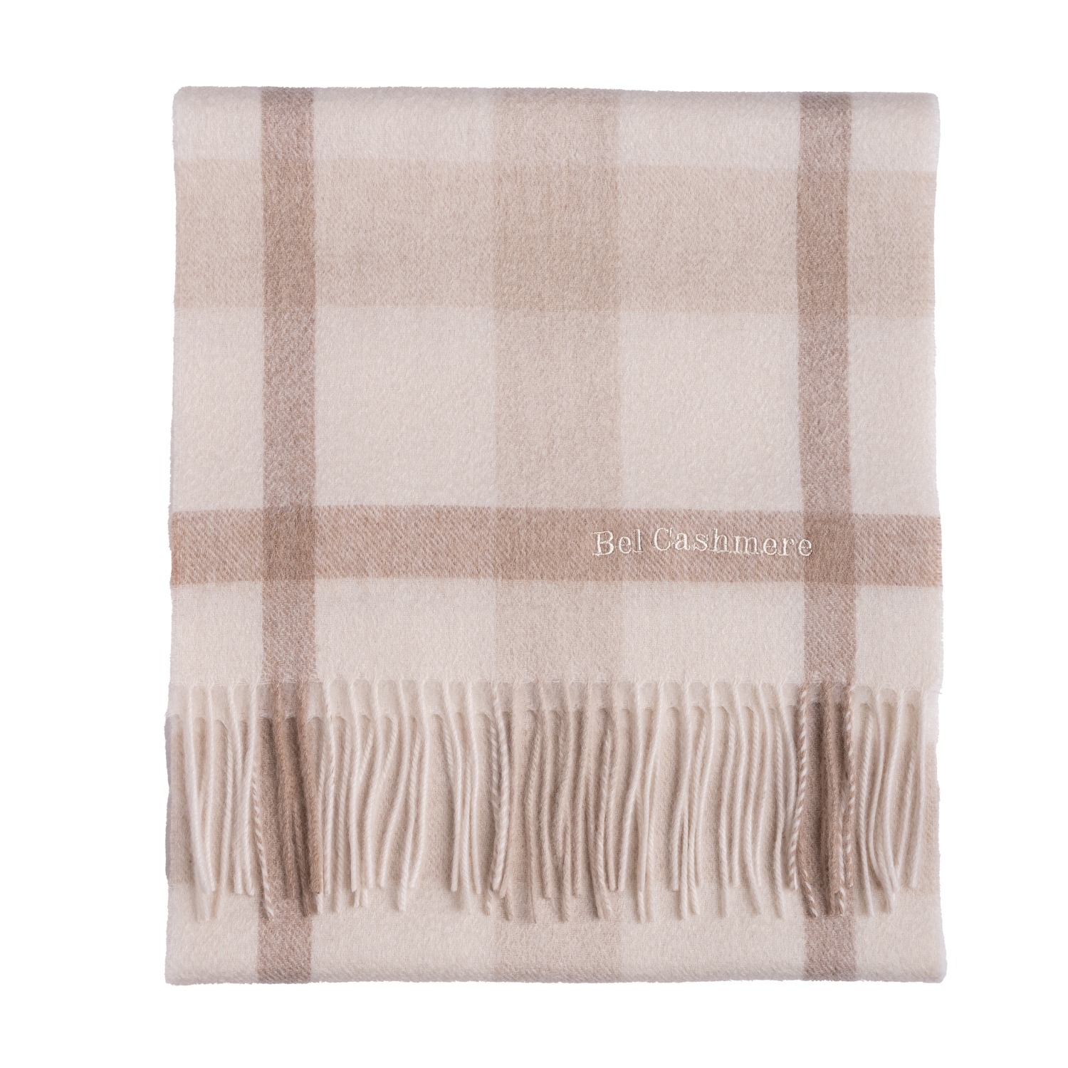 Bel Cashmere Women's Neutrals Checked Cashmere Scarf In Beige In Beige