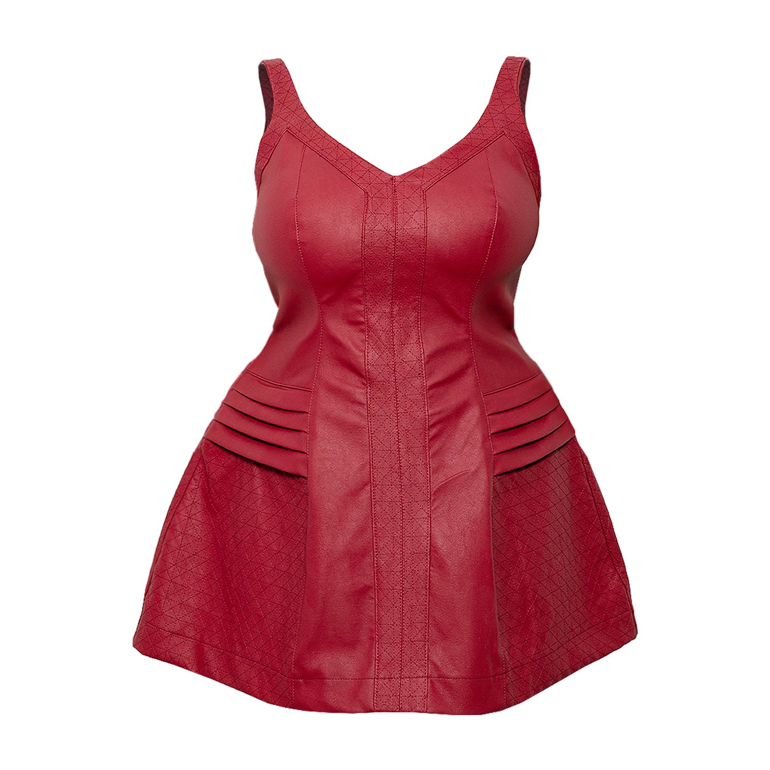 Women’s Red Christine Leather Mini-Dress With A V - Neckline Extra Small Maison Bogomil