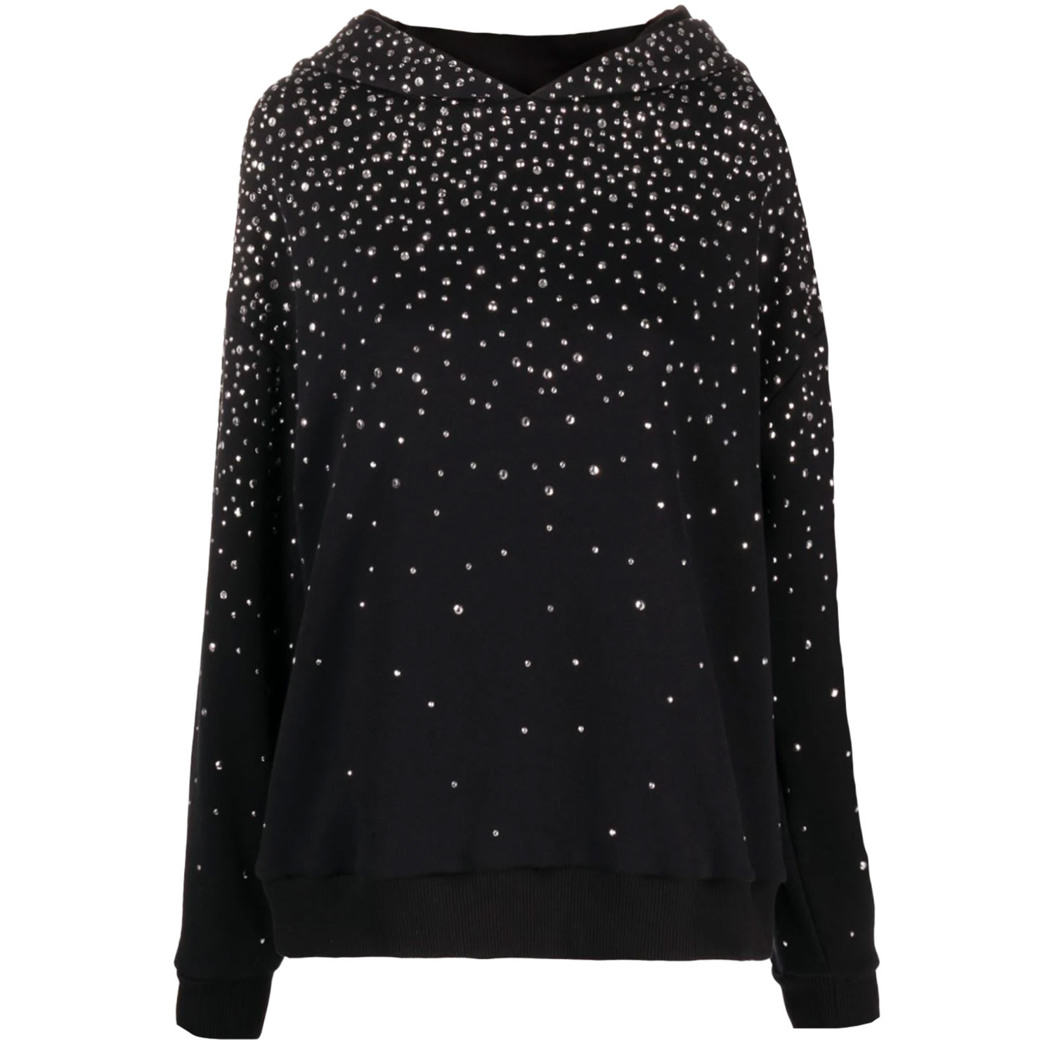 Nissa Women's Black Crystal-embellished Cotton Hoodie