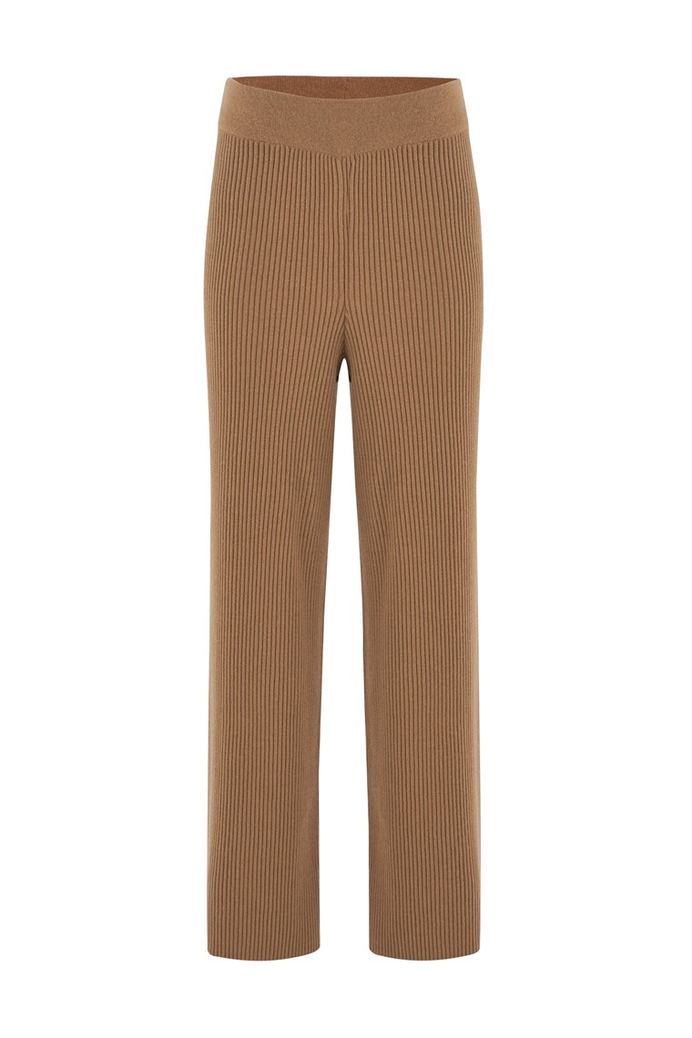 Peraluna Women's Brown Cashmere Blend Straight-cut Knit Trousers -  Camel In Brown