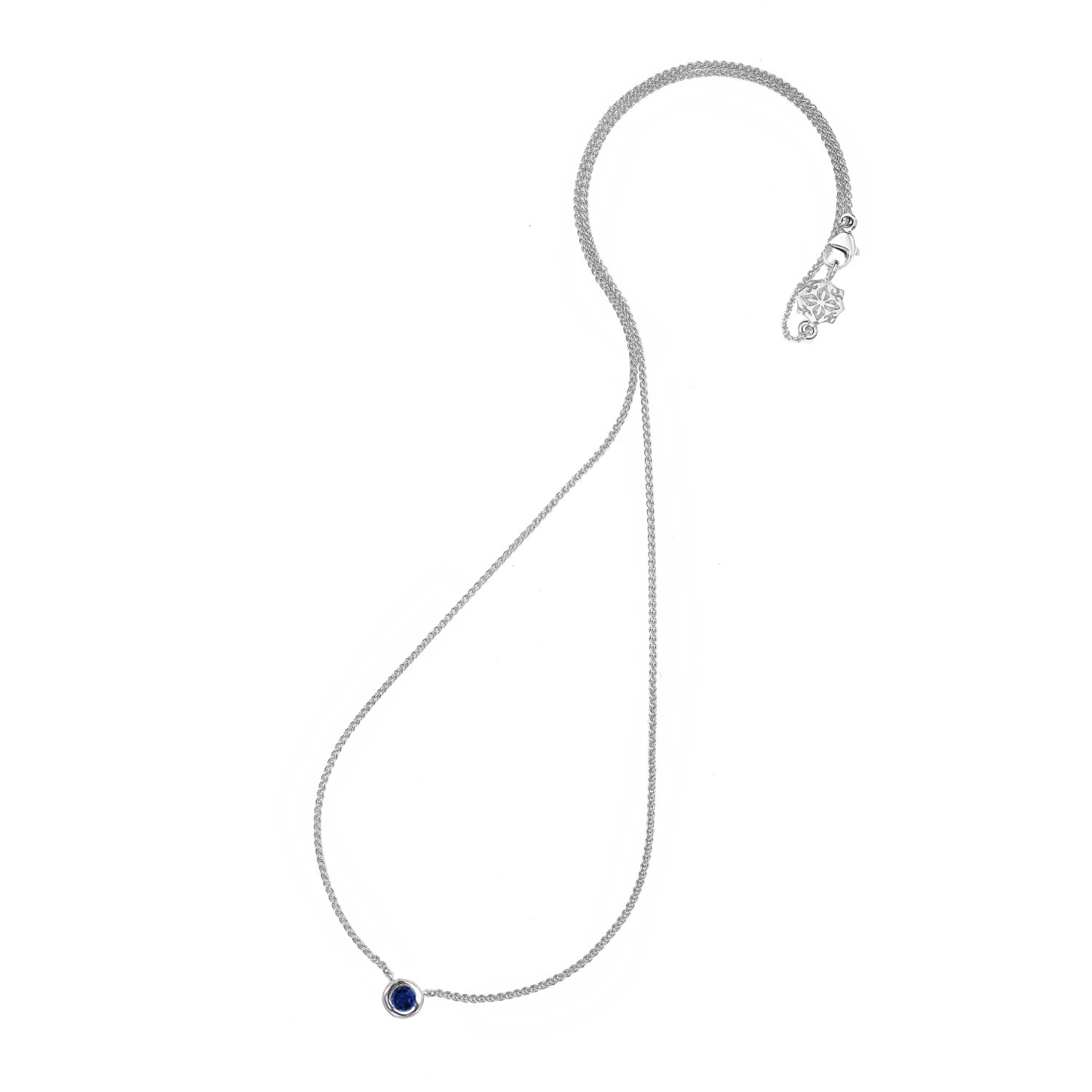 Women’s Silver Blue Sapphire Round Dewdrop Pendant Dower & Hall