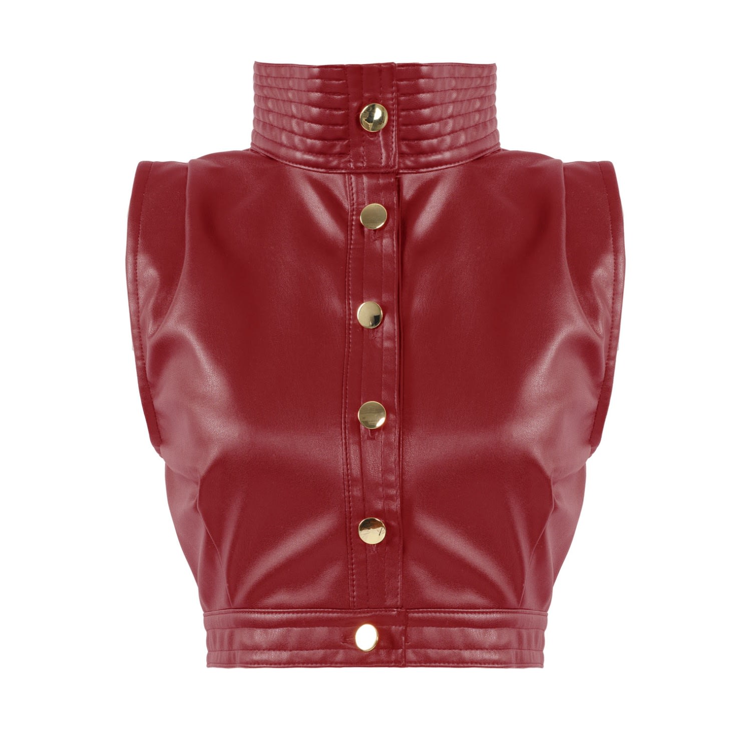 Kargede Women's Whisper – Red High Neck Vest Top, Vegan Leather In Pink