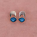 Yaa Yaa London Quietly Confident Rose Gold Green Agate Crystal Earrings In Crystal