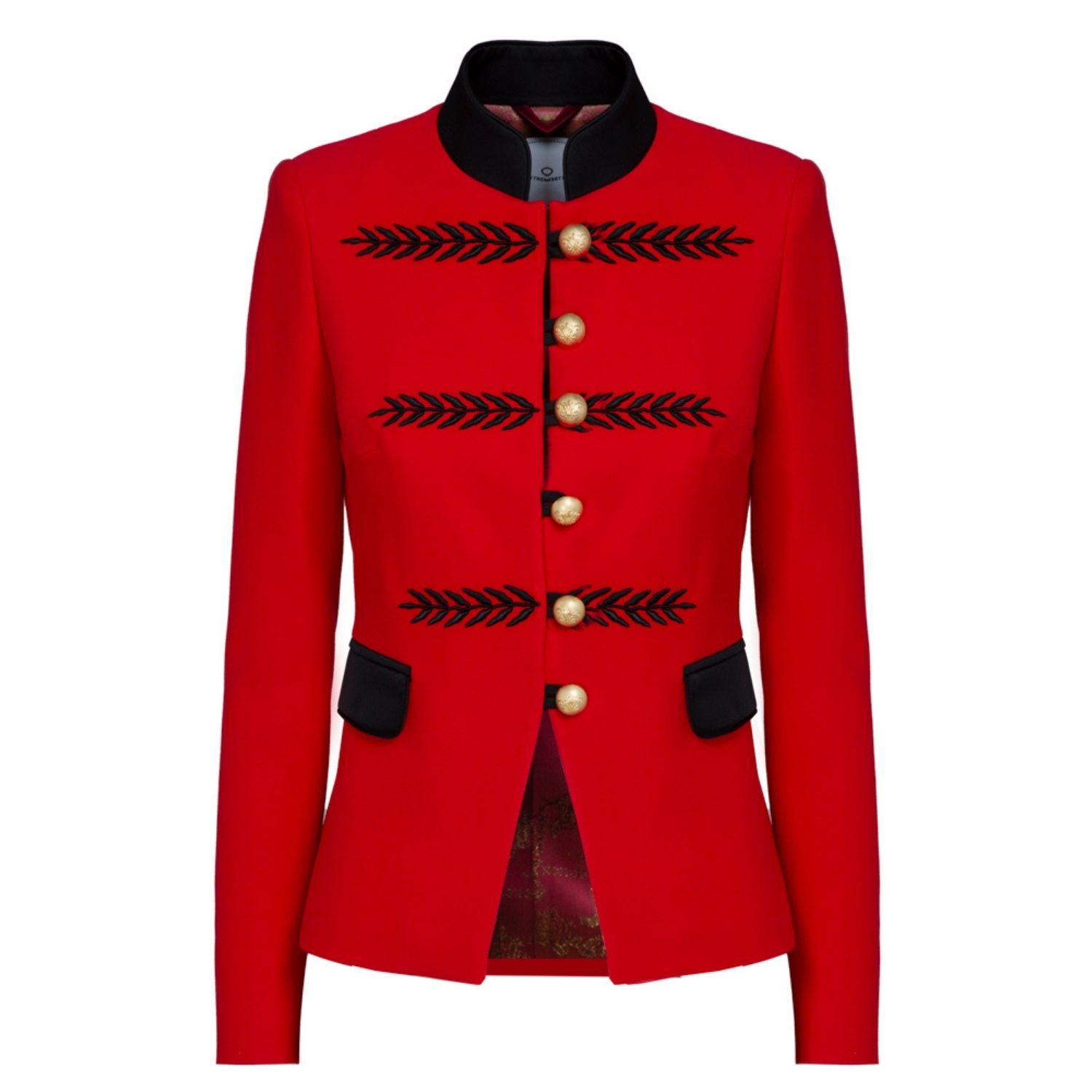 Women's Red Military Blazer With Black Embroidered Accents | Extra Small | The Extreme Collection