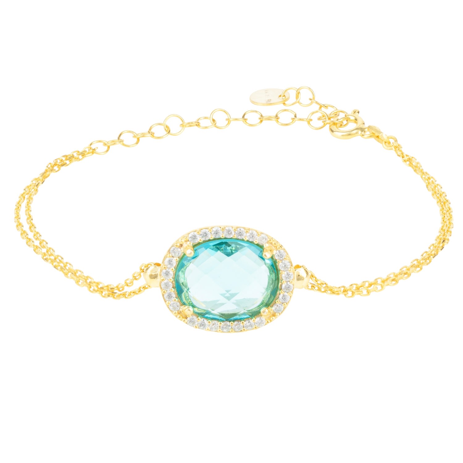 Women’s Blue / Gold / White Beatrice Oval Gemstone Bracelet Gold Blue Topaz Hydro Latelita