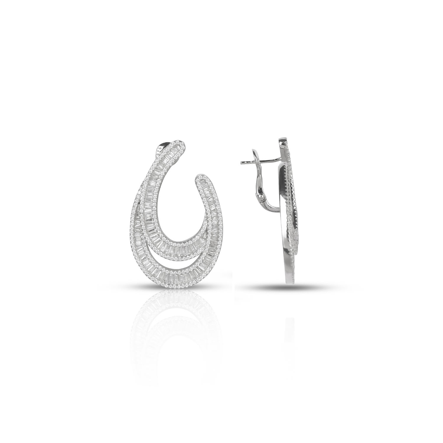 Ep Designs Women's Silver Baguette  Earring In Silver