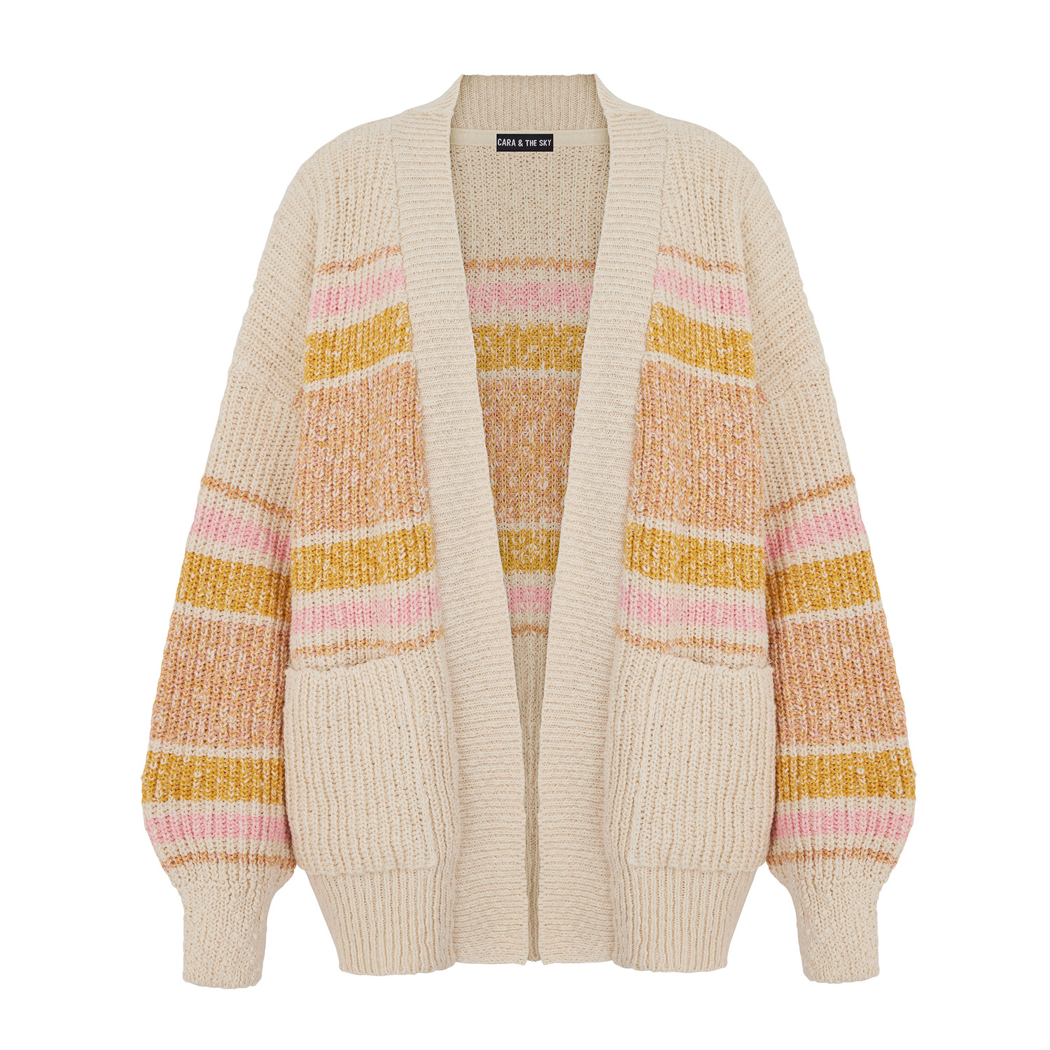 Dani Recycled Cotton Chunky Balloon Sleeve Cardigan - White