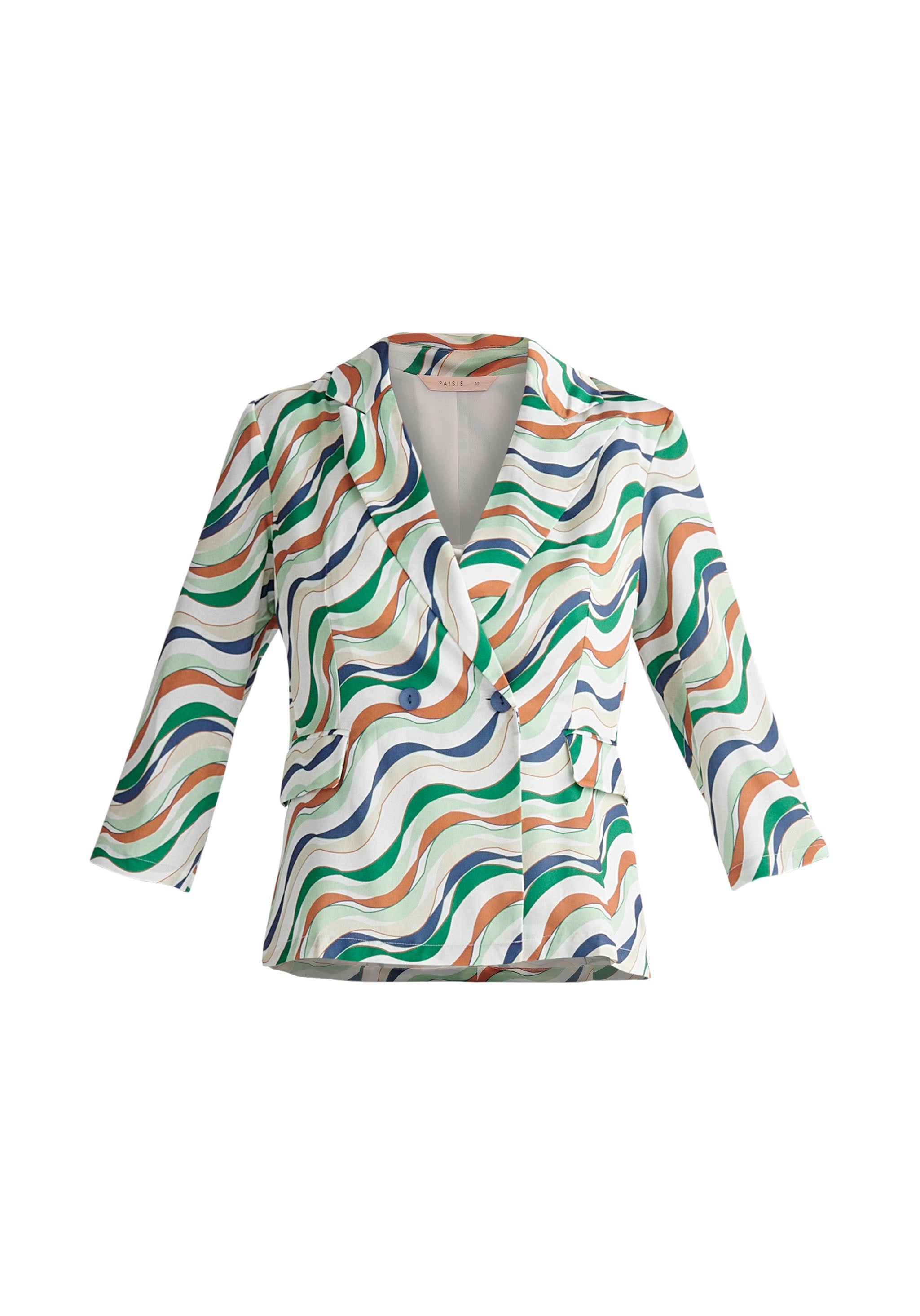 Women’s Belted Wave Print Blazer - Multicolour Xxs Paisie