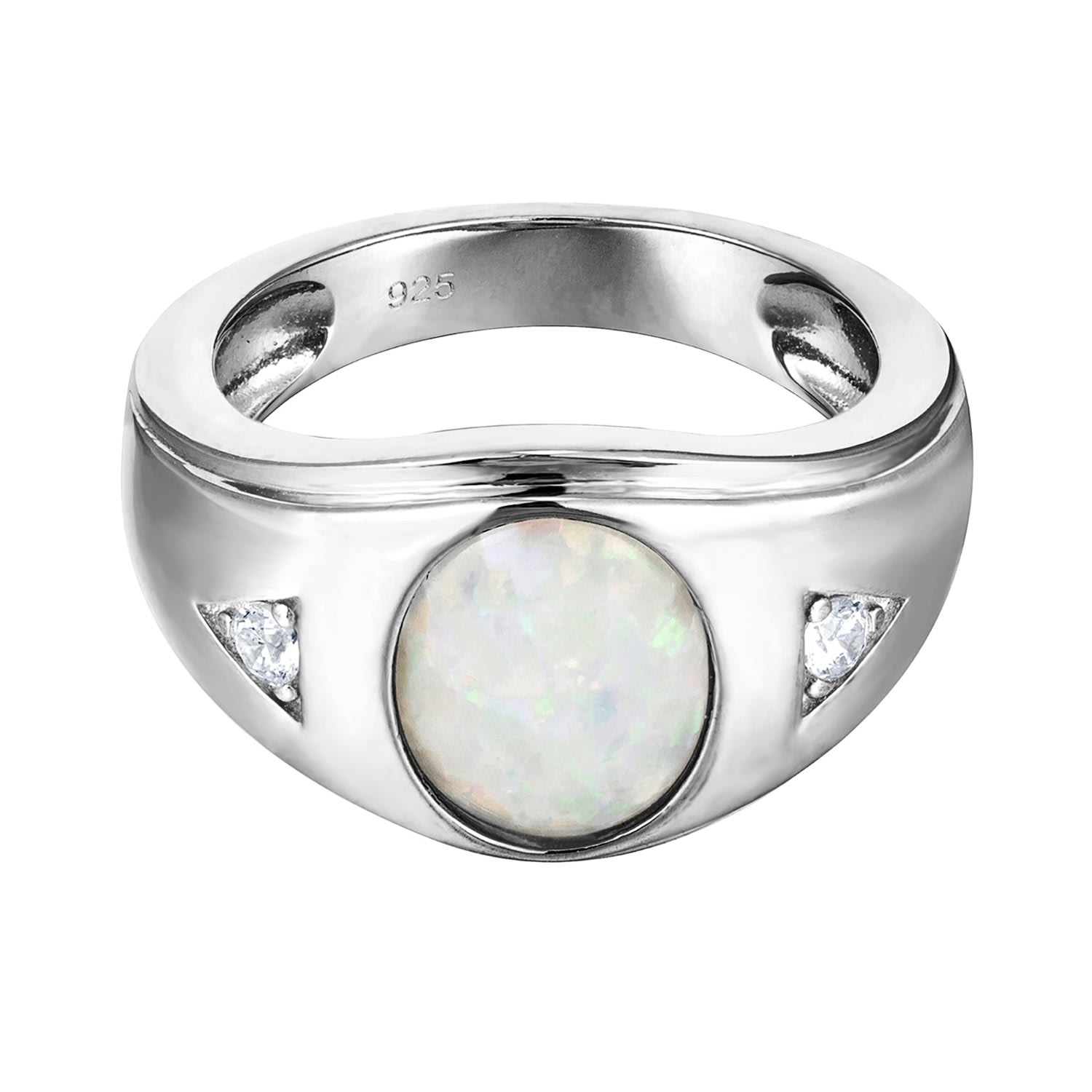 Women’s Ecoated Sterling Silver Chunky Opal And Cz Ring Seol + Gold