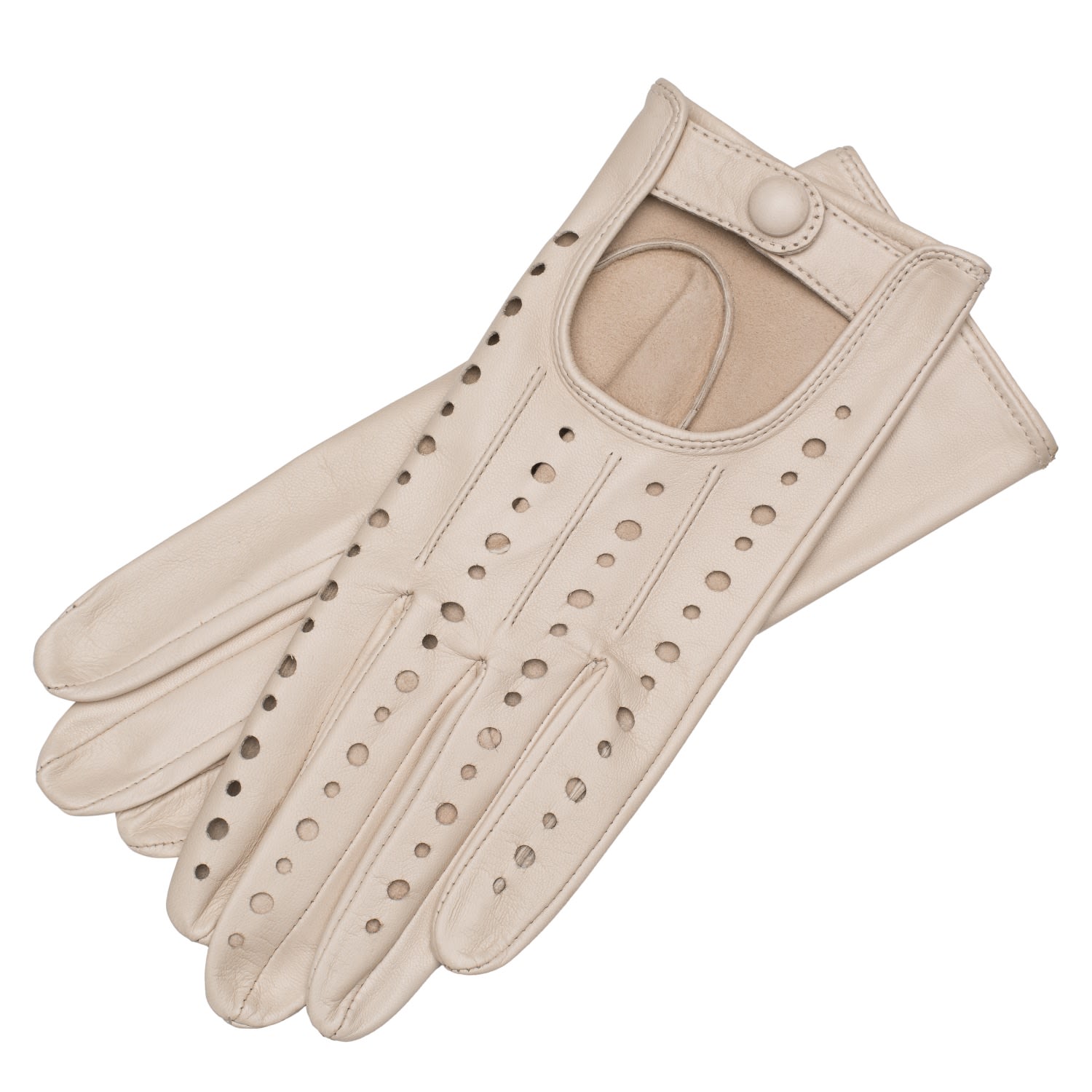 Neutrals Rimini - Women’s Leather Driving Gloves In Creme Nappa Leather 6.5" 1861 Glove Manufactory