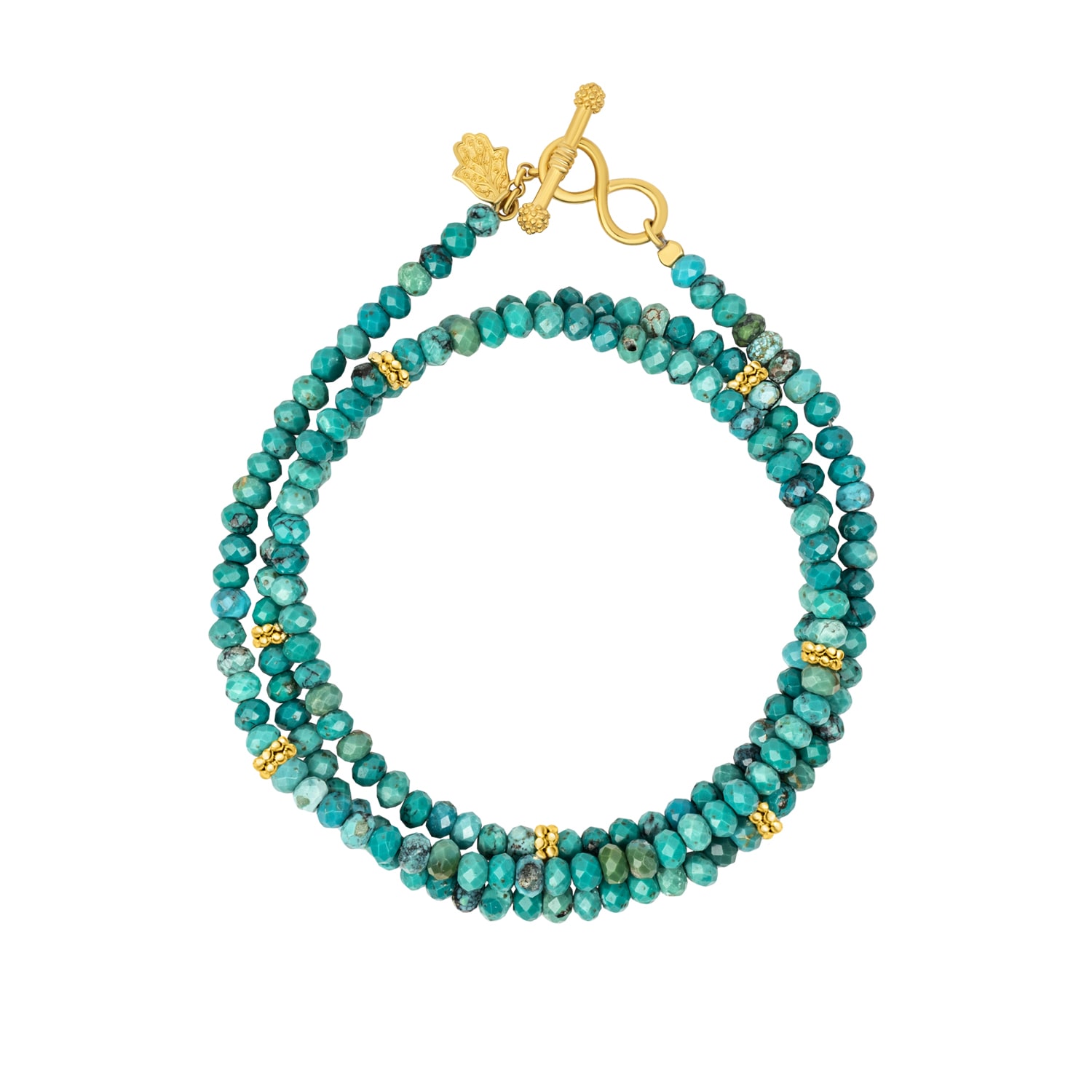 Karma And Luck Women's Blue / Green Serene Mindset Turquoise Infinity Wrap Bracelet