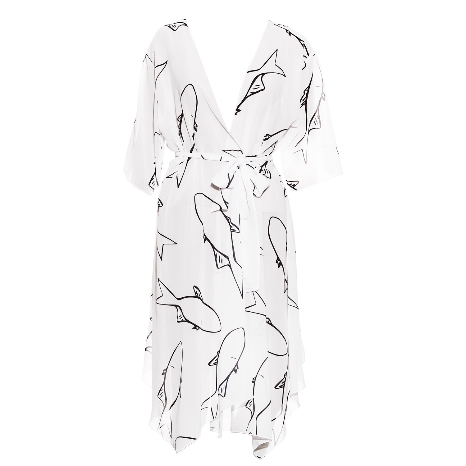 Aulala Paris Women's Aulala X Lorieux Art Inspired Kimono - Monaco - White In White