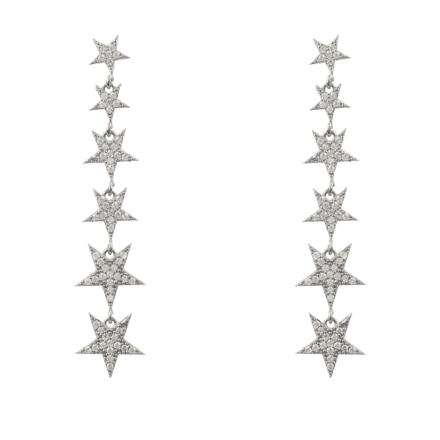 Women’s Graduated Star Drop Earring Sterling Silver Latelita