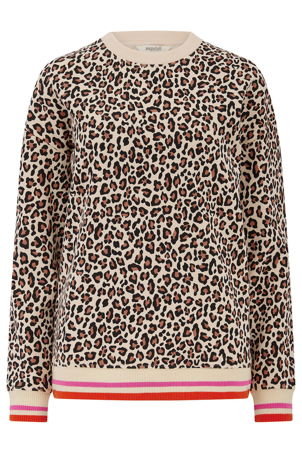 Sugarhill Brighton Women's Noah Sweatshirt Stone Leopard Stripe In Pink/red