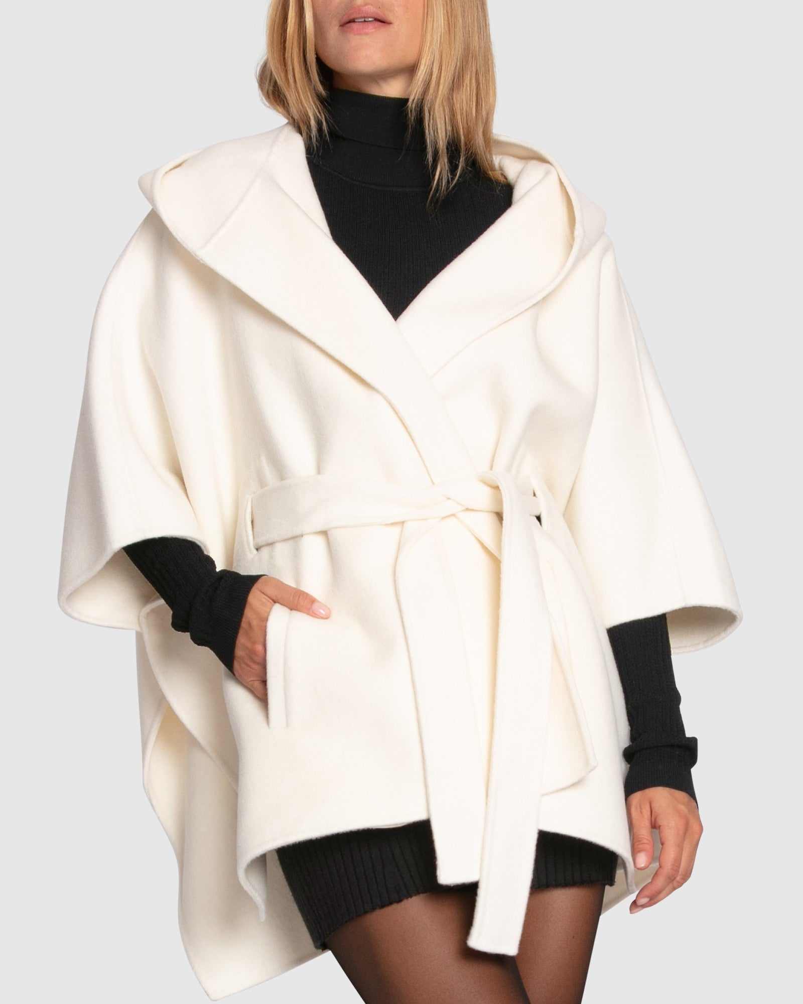 Jackson Landing Wool Blend Cape Coat - Cream | Belle & Bloom