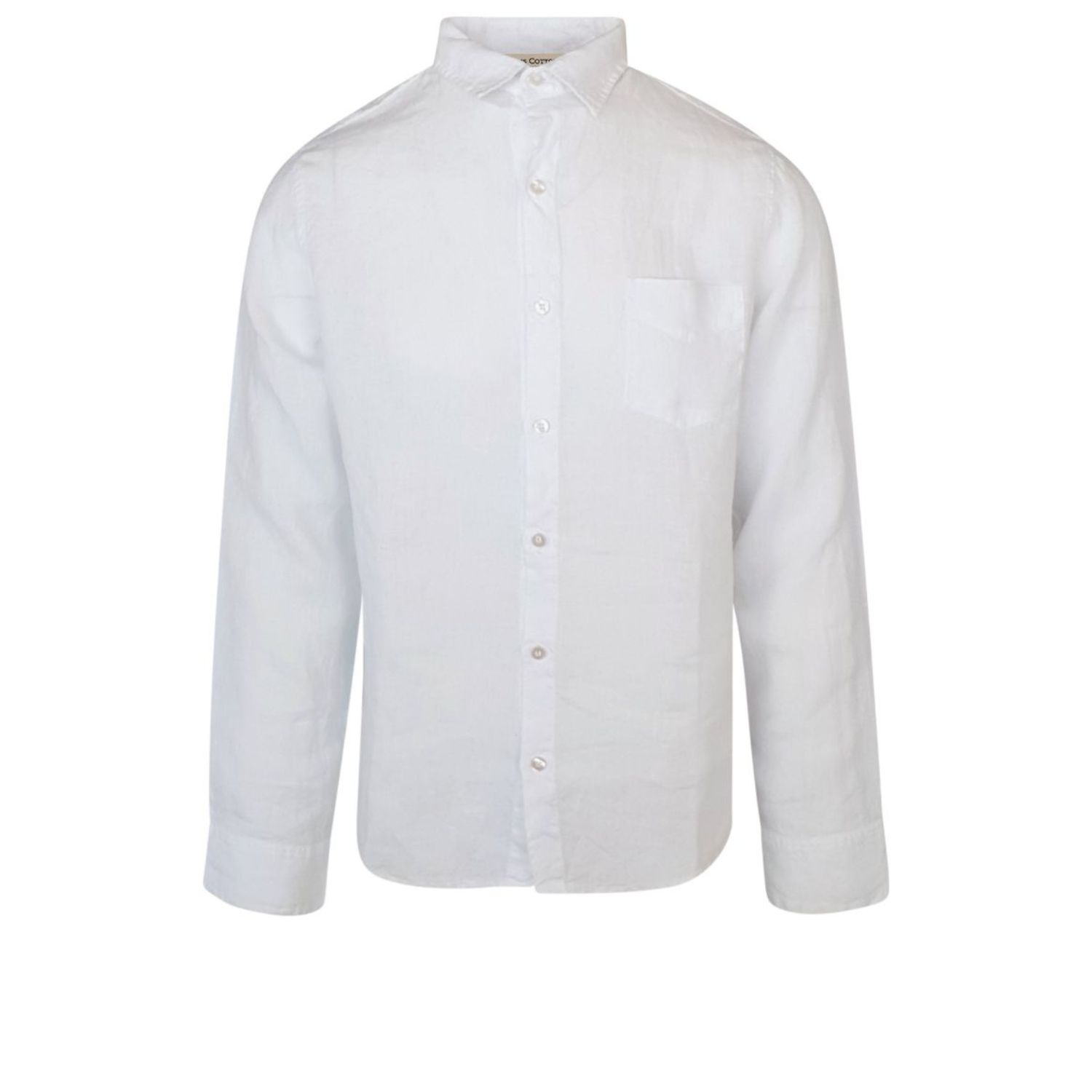 Haris Cotton Men's Long Sleeved Front Pocket Linen Shirt-white