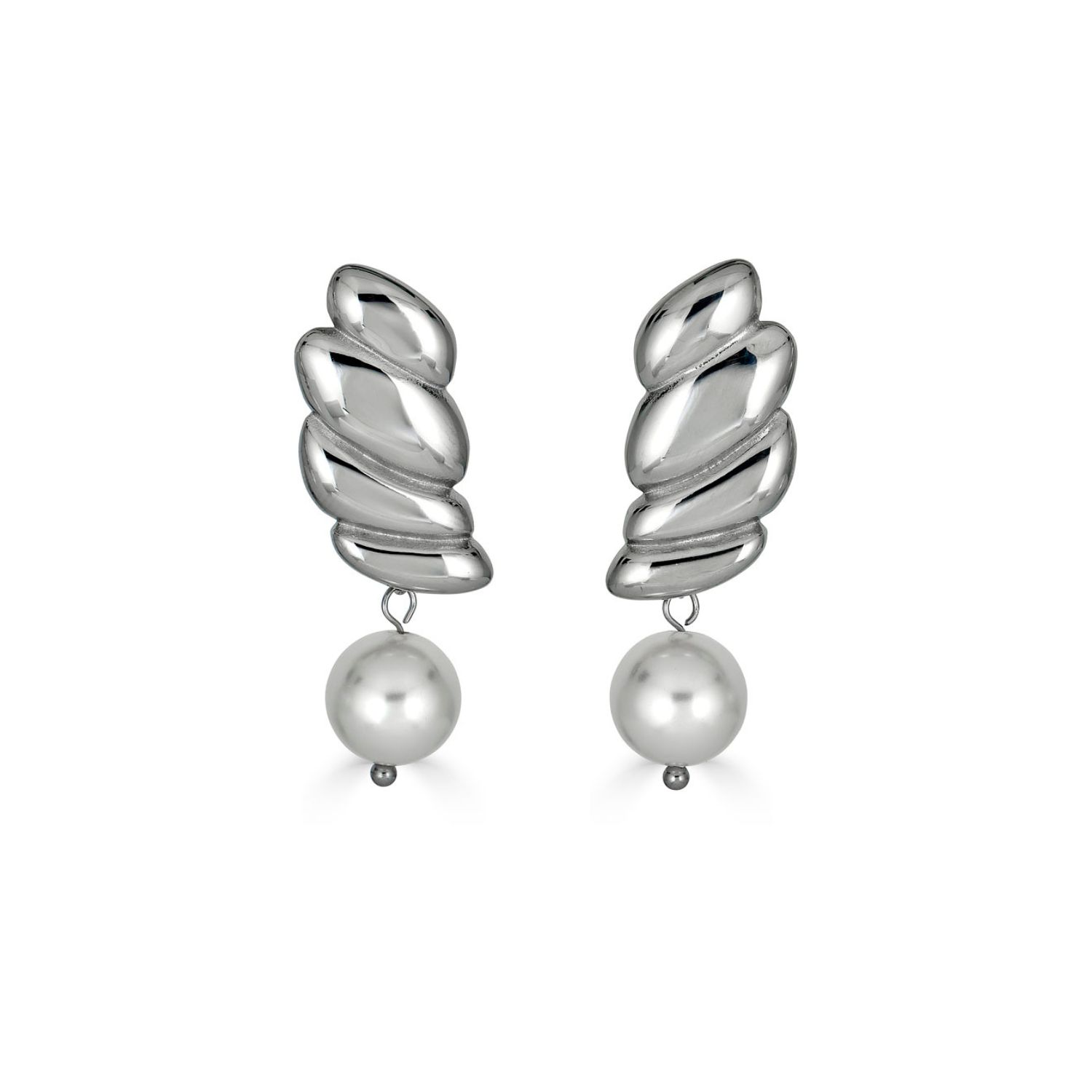 Third Tone Women's Silver / White Wing Earrings In Silver In Metallic