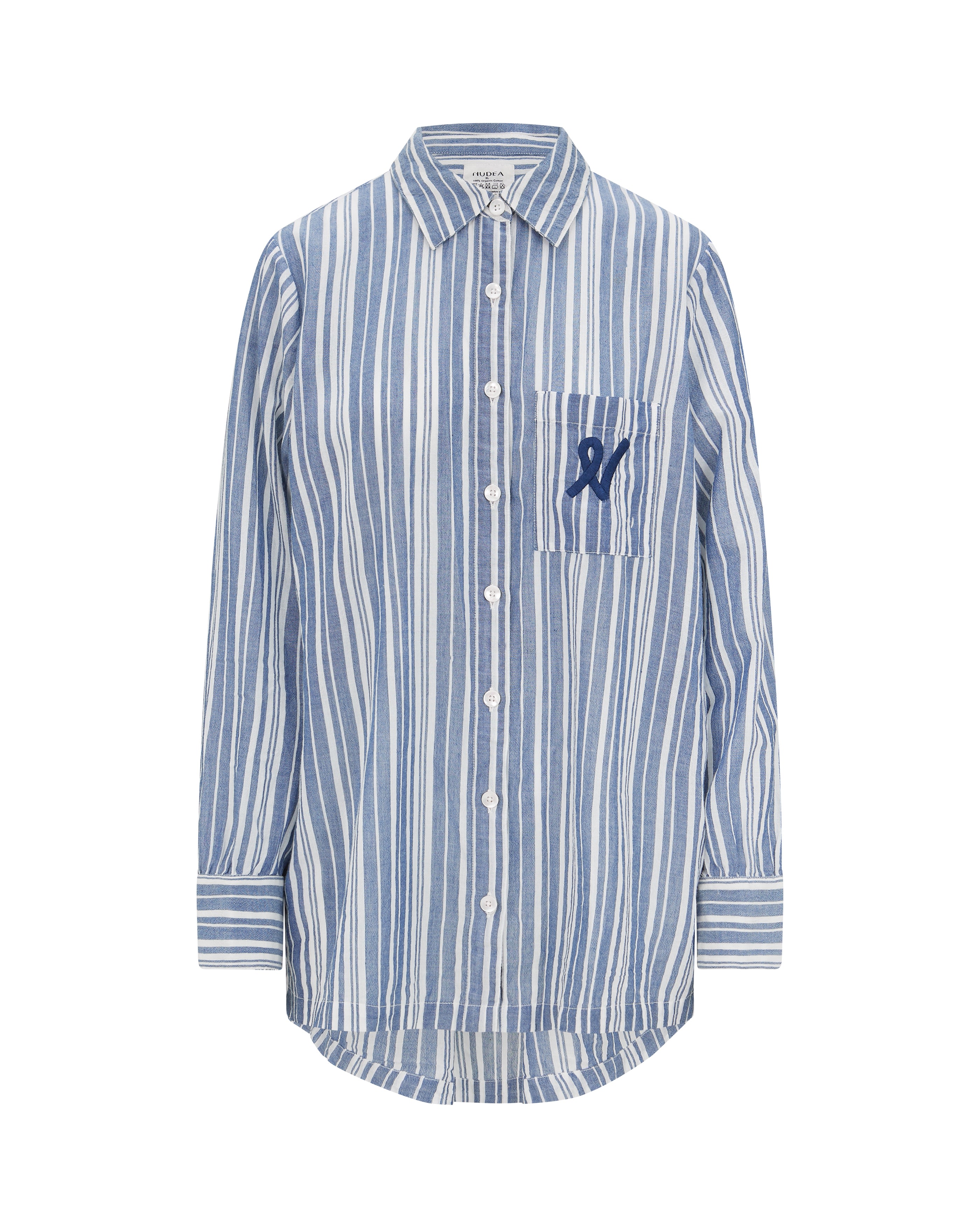Nudea Women's Blue The Midi Shirt - French Navy Stripe In Blue