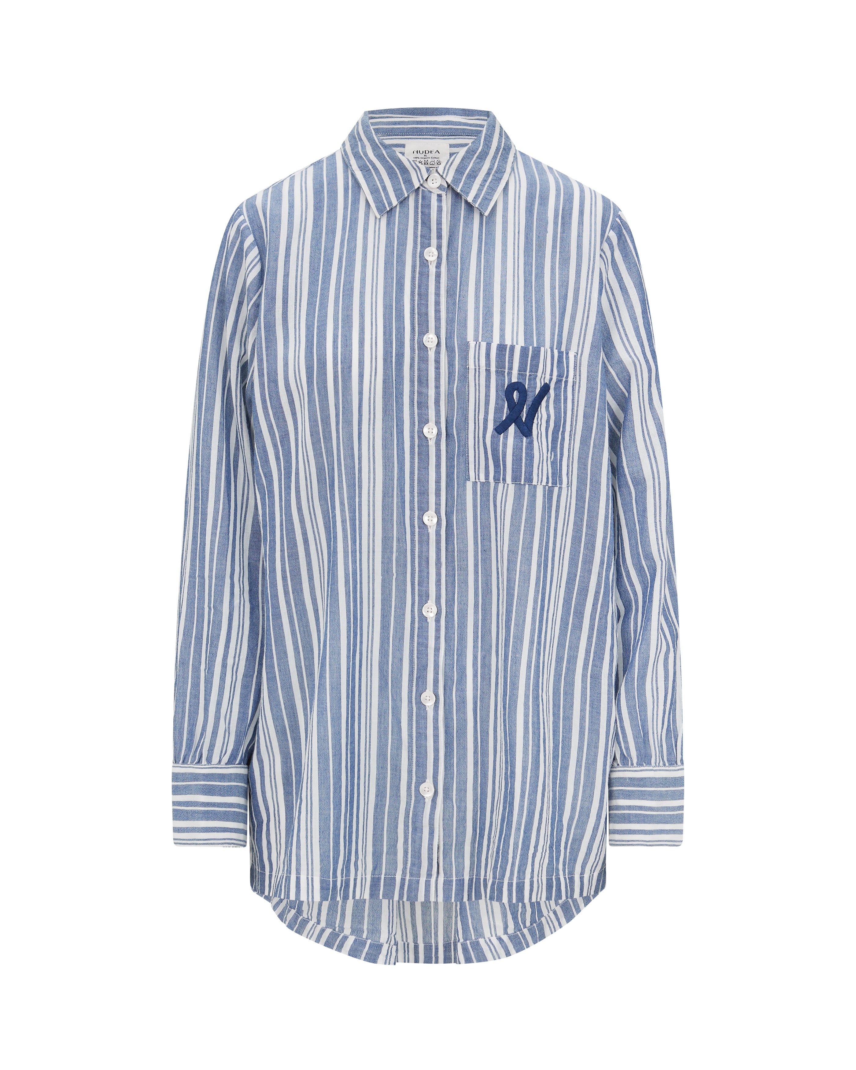 Nudea Women's Blue The Midi Shirt - French Navy Stripe In Multi