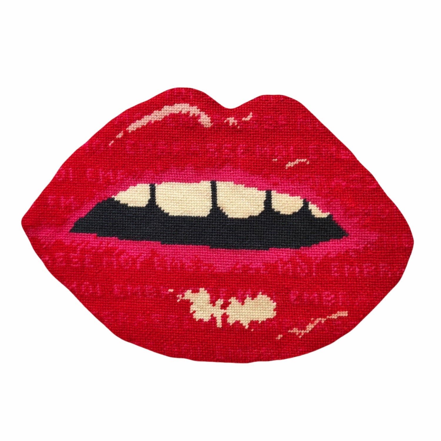 Velvet "Grande Embrasse Moi" Sculpted Lips Red Pillow Mommani Threads