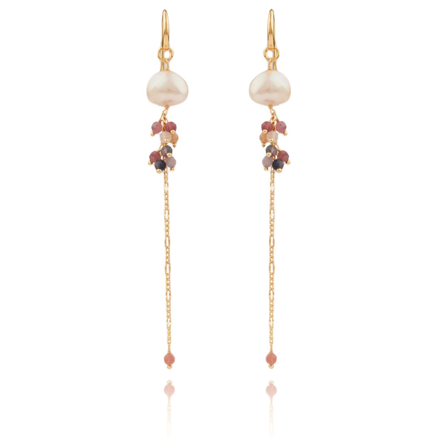 Women’s Rachelle Drop Earrings With Pearls And Cluster Of Semi-Precious Stones House of Elliott