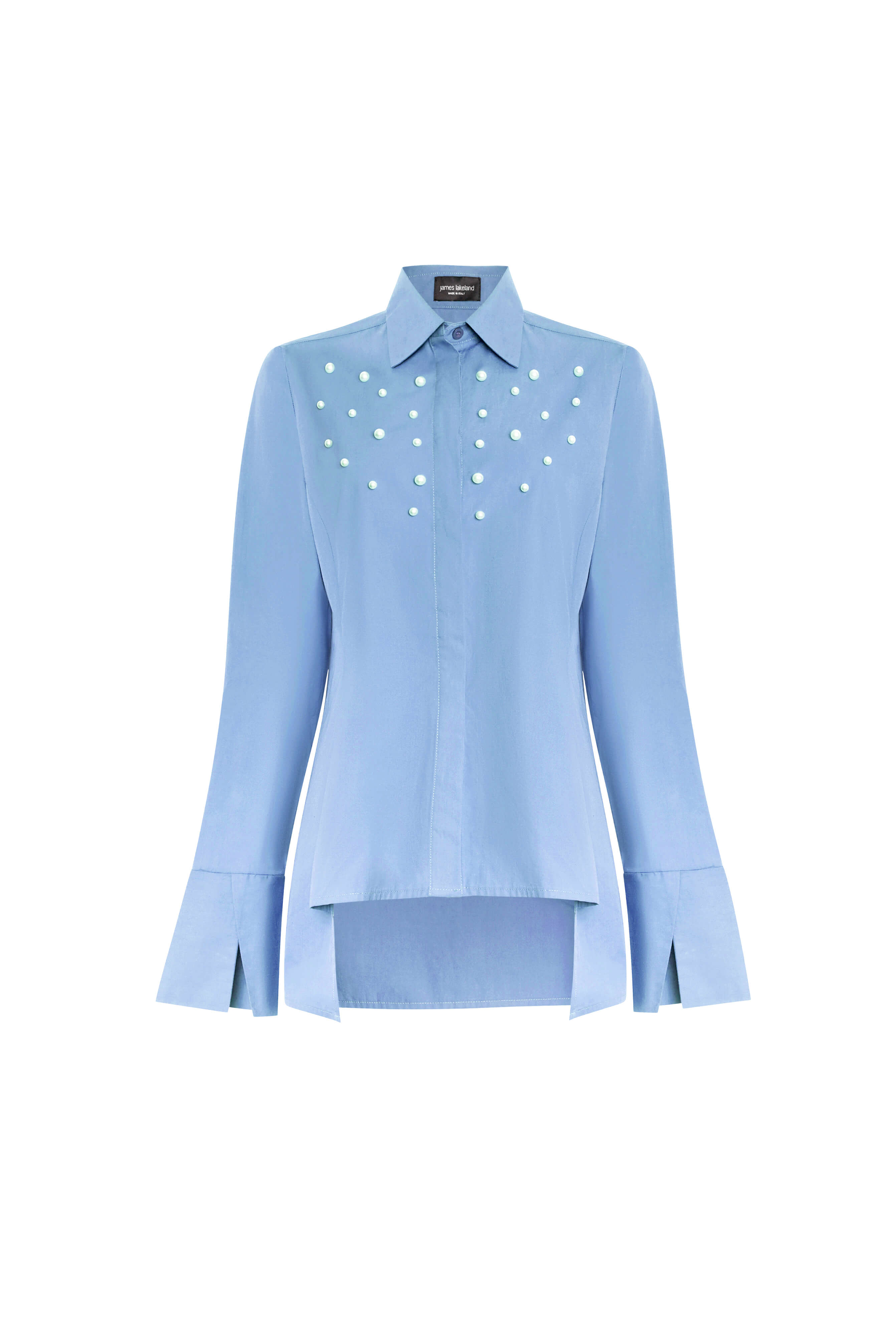 James Lakeland Women's Pearl Detail Shirt Pale Blue