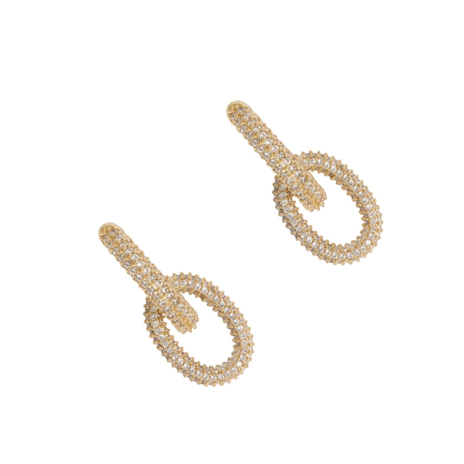 Drae Collection Women's Oval Link Pavé Pendant Hoops Gold