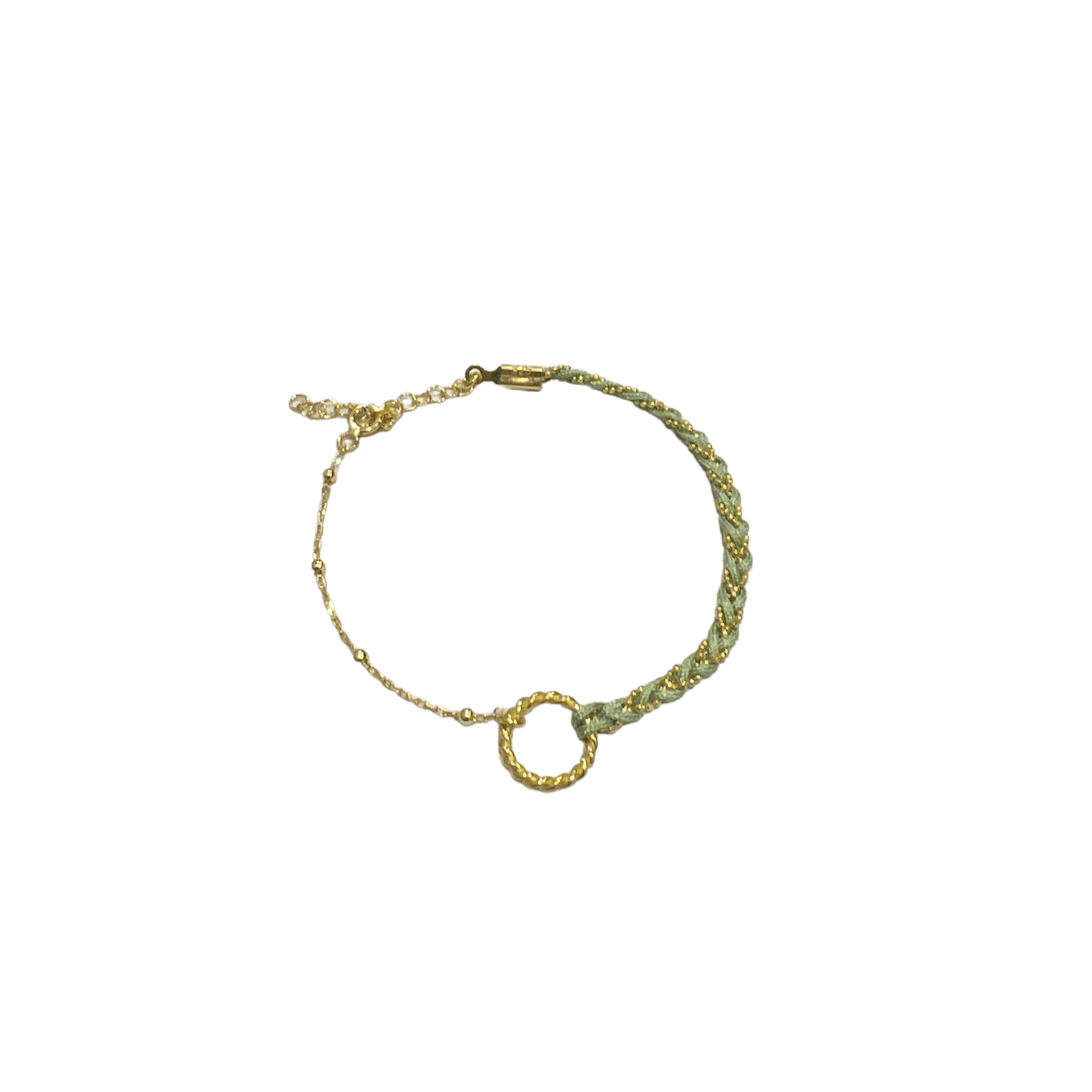 Spero London Women's Handmade Rope Braided Sterling Silver Beaded Chain Friendship Bracelet - Green In Gold