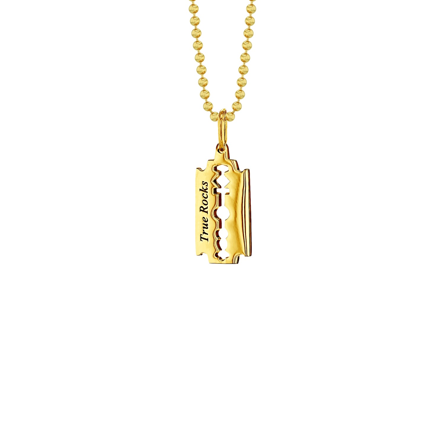 Razor Blade Pendant 18kt Gold Plated on Bead Chain