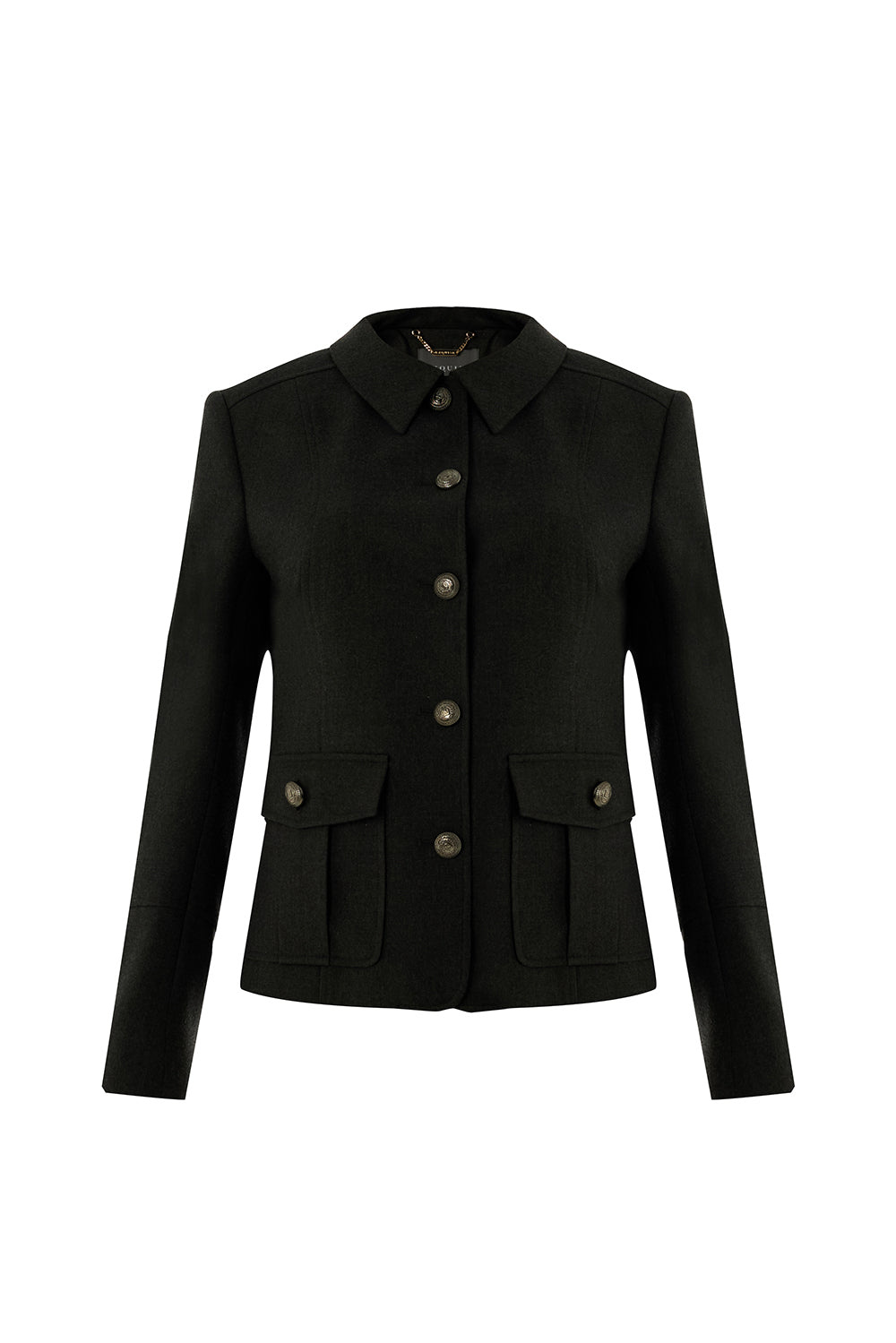 Women's Black / Grey Regular Shirt Collar Structured Aubrie Jacket - Grey | Extra Small | Exquise