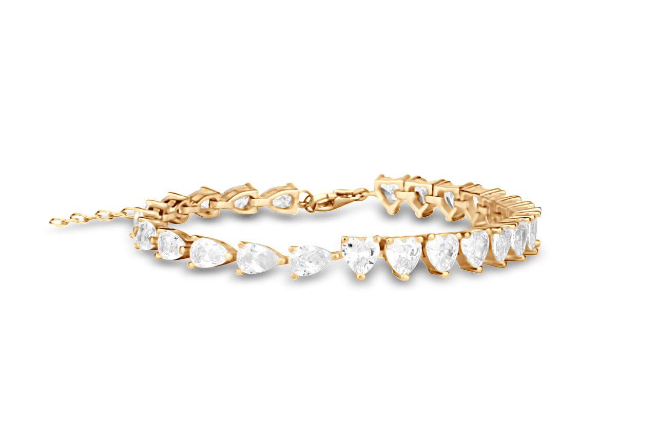 Women’s Gold Half Heart Half Pear Tennis Bracelet Shymi