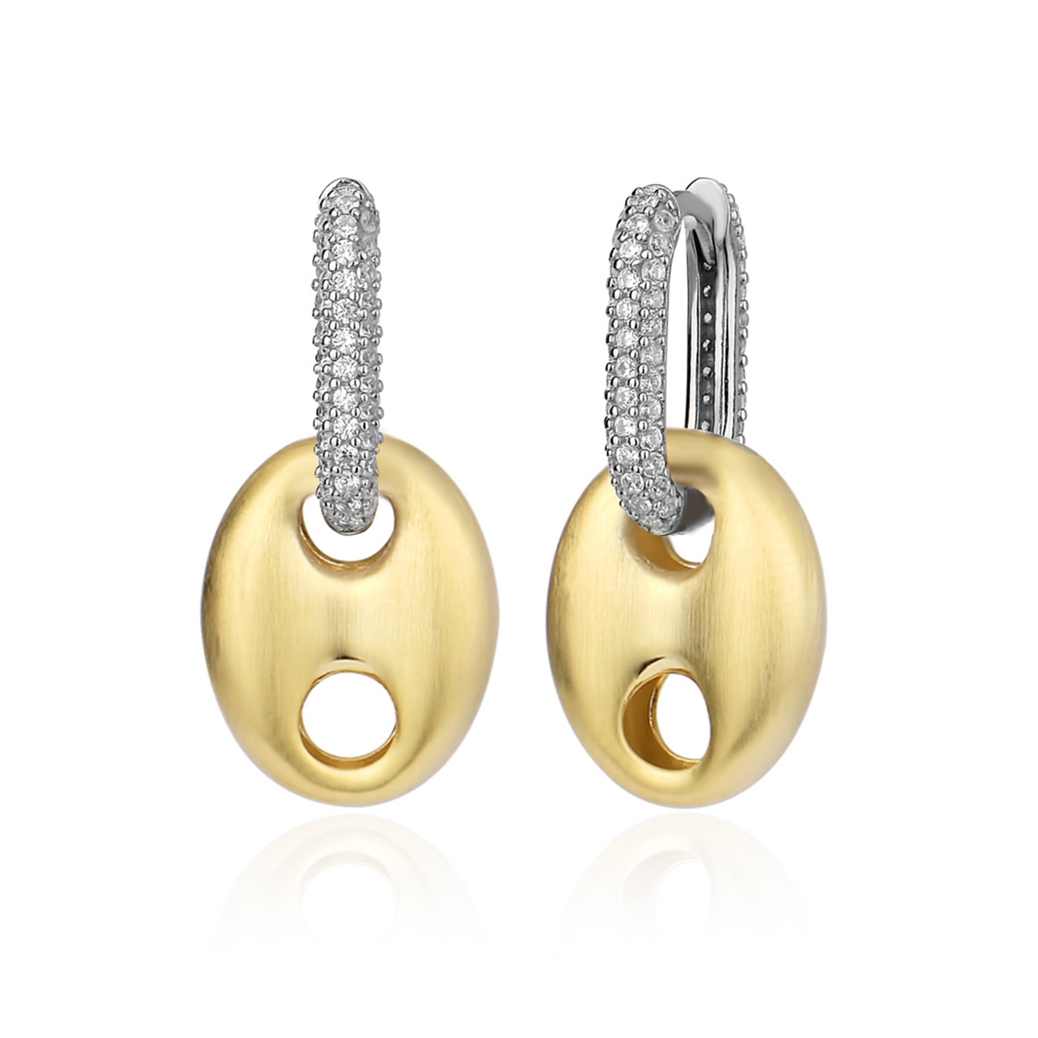 Women’s Puffy Anchor Link Hoop Earrings Matt Gold Cosanuova