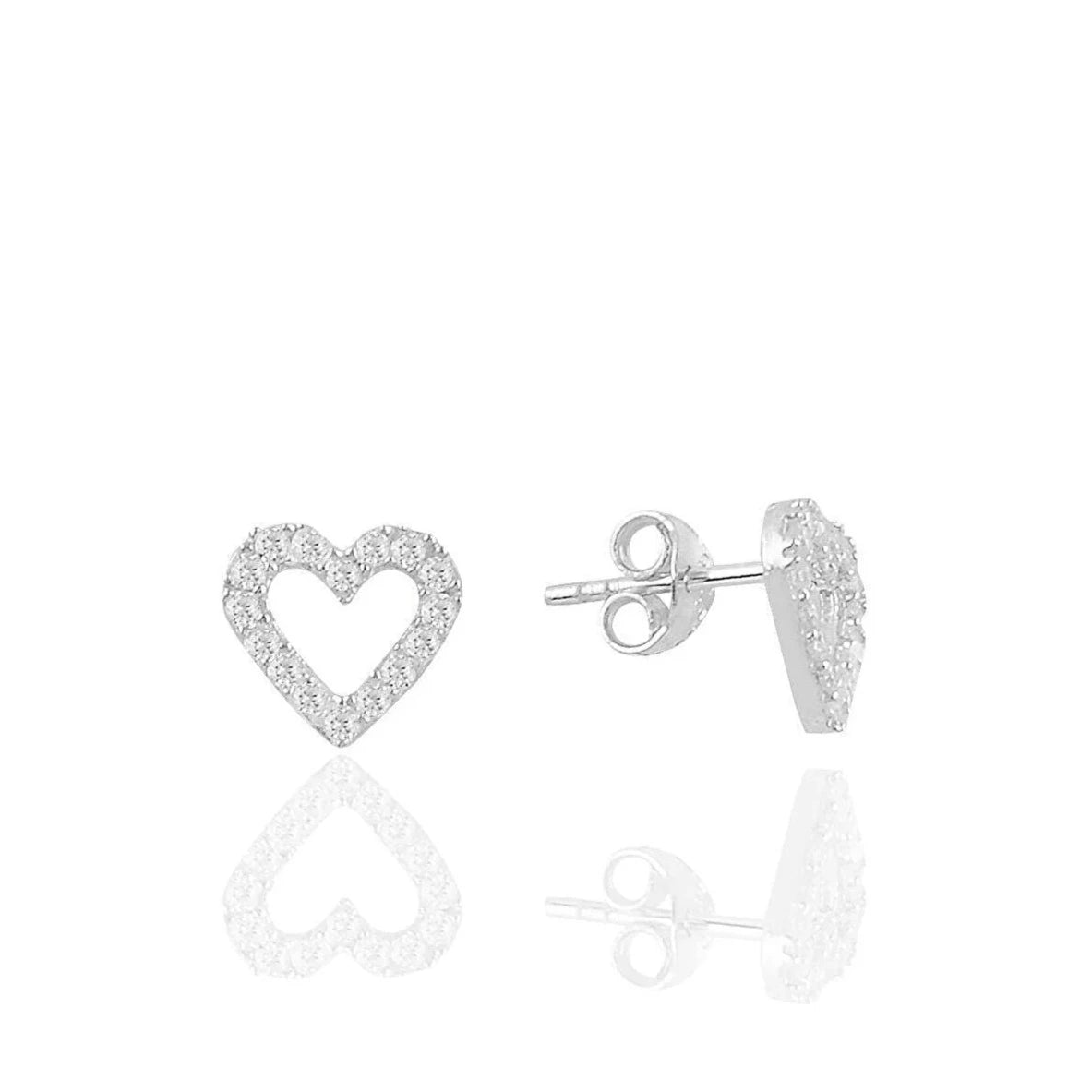 Spero London Women's Heart Sterling Silver Stud Earrings - Silver In Silver