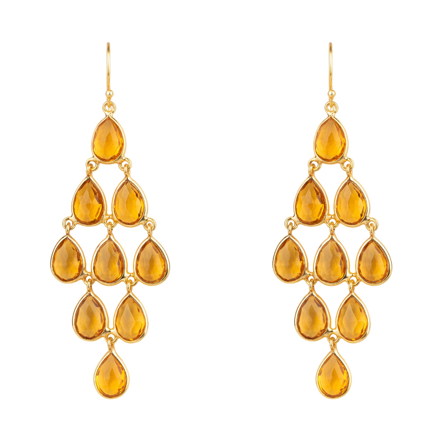 Women’s Gold / Yellow / Orange Erviola Gemstone Cascade Earrings Gold Citrine Hydro Latelita