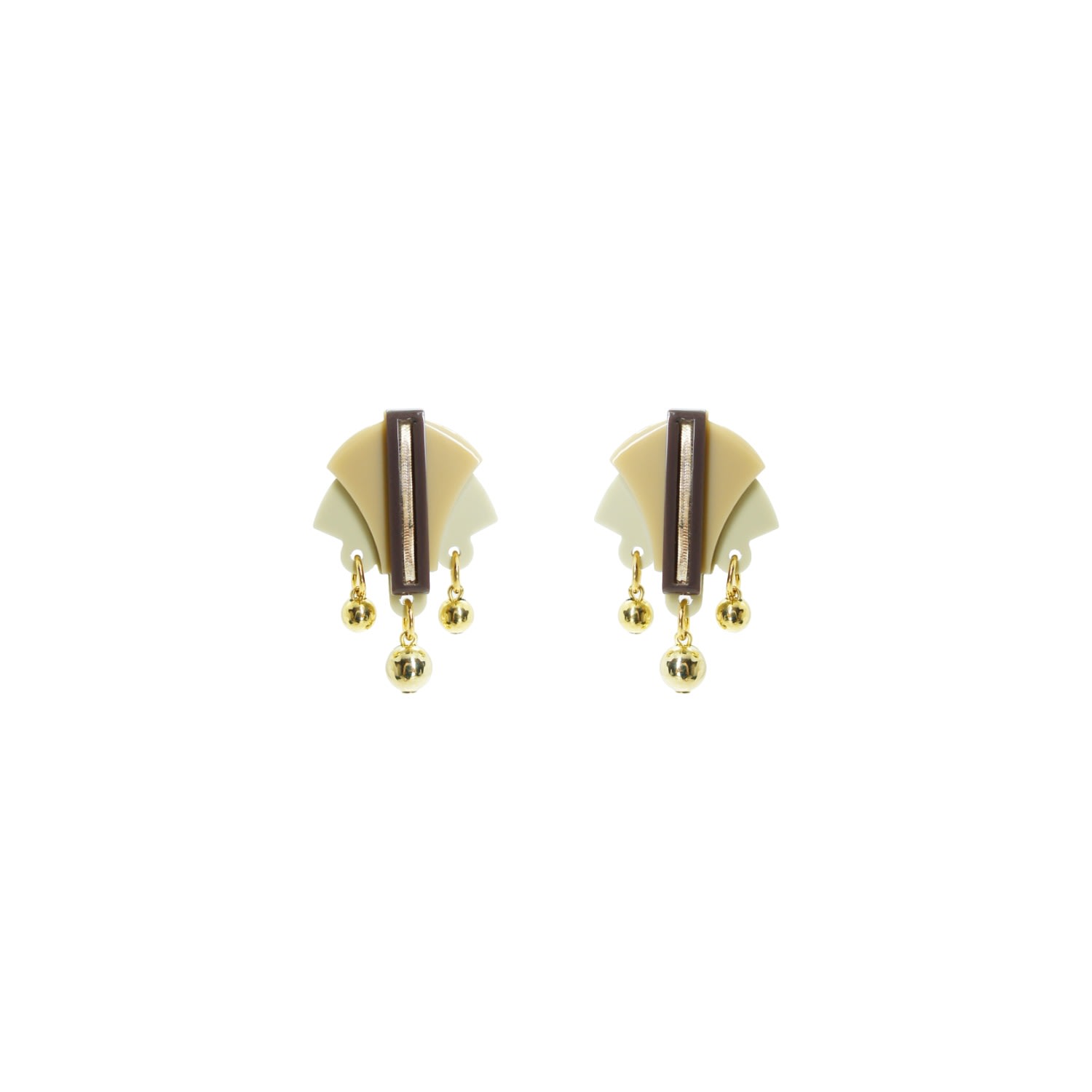 Gissa Bicalho Women's Neutrals Acrylic Handmade Earring Oca Kahki In Yellow