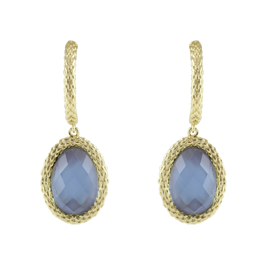 Marcia Moran Women's Gold Anika Texture Drop Earrings With  Tanzanite Doublet Stone
