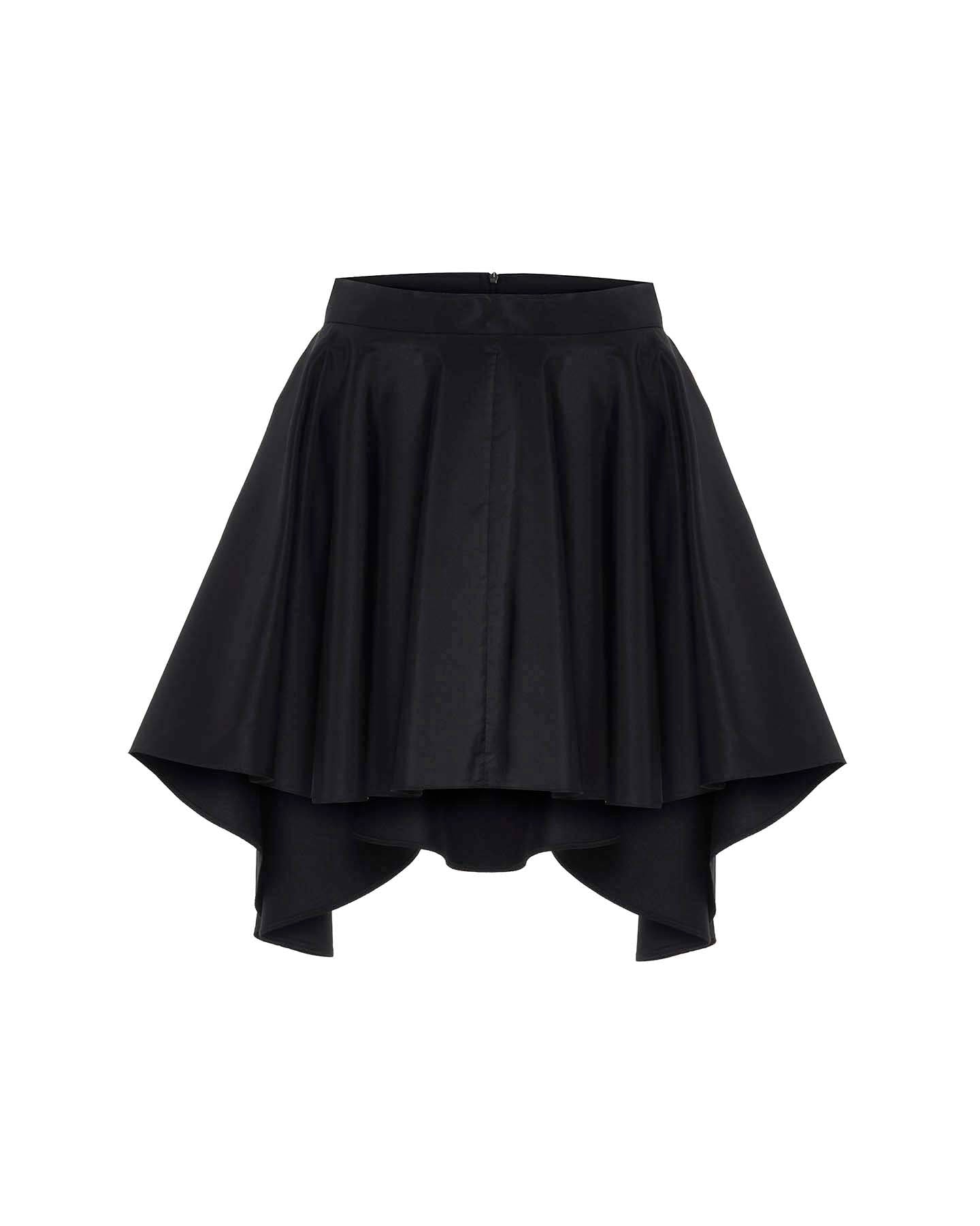 Theo The Label Women's Theia Taffeta Hi-low Skirt - Black In Black