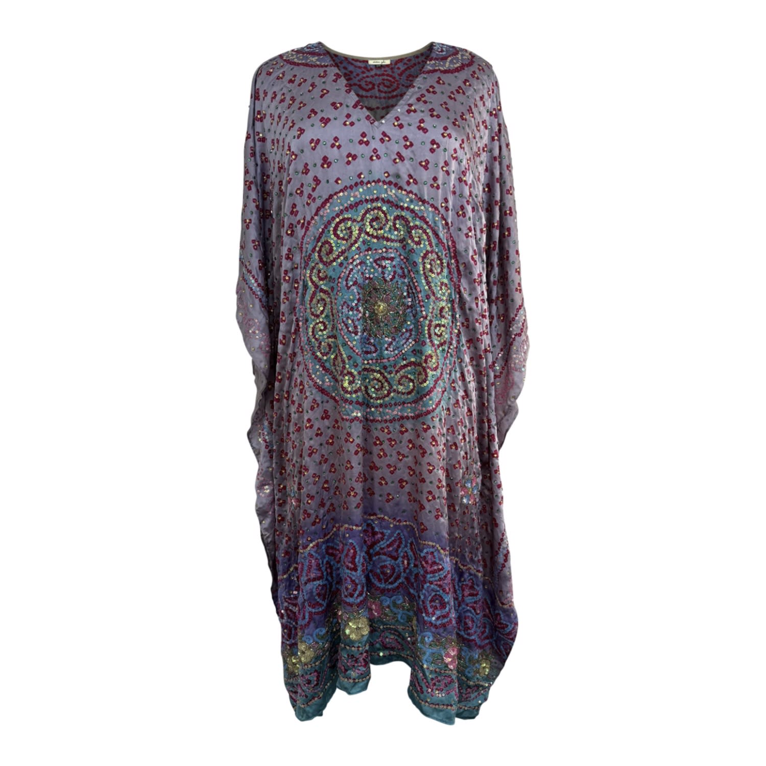 Kali Joshi Women's V Neck Silk Kaftan In Purple