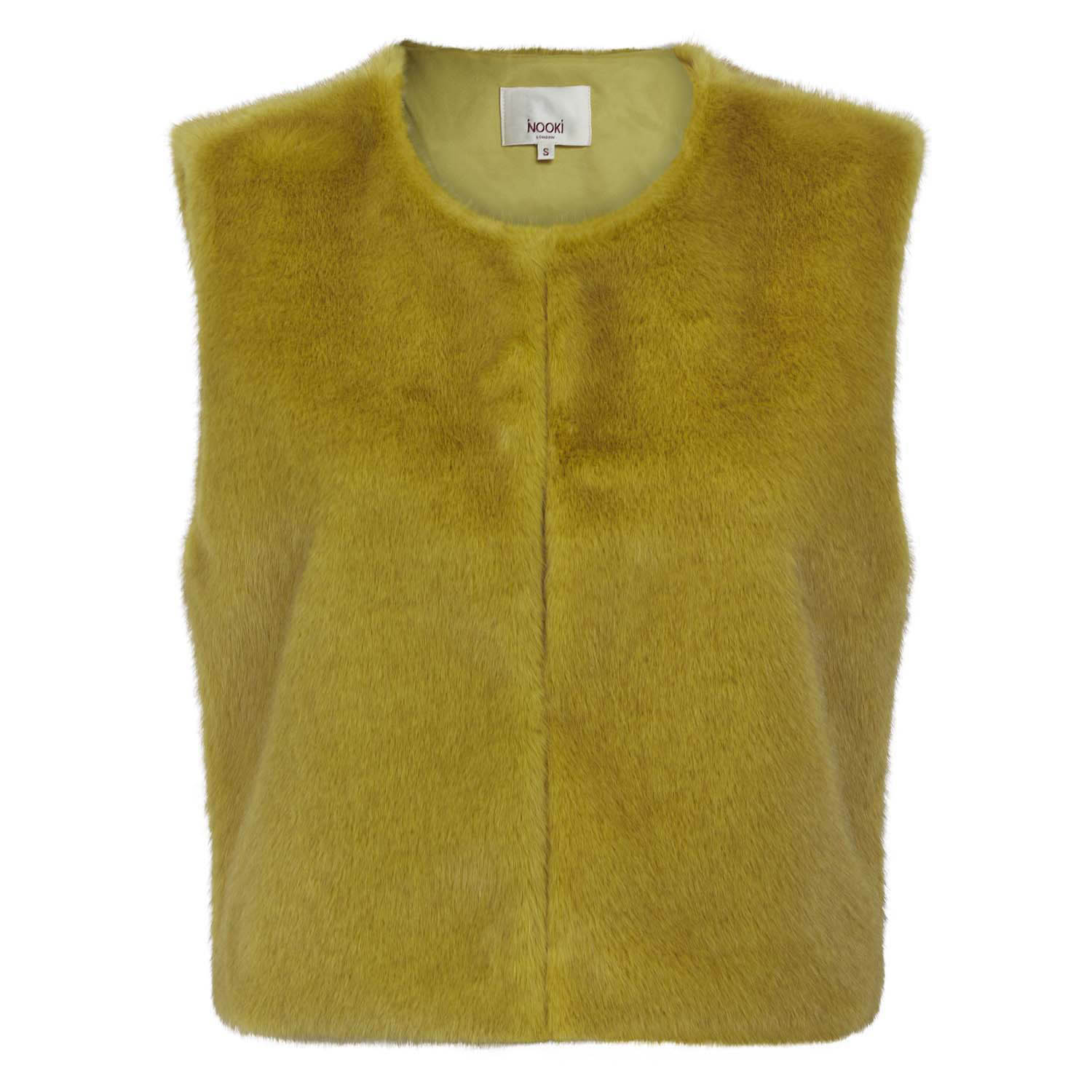 Nooki Design Women's Green / Yellow Edelweiss Faux Fur Gilet - Chartreuse In Green
