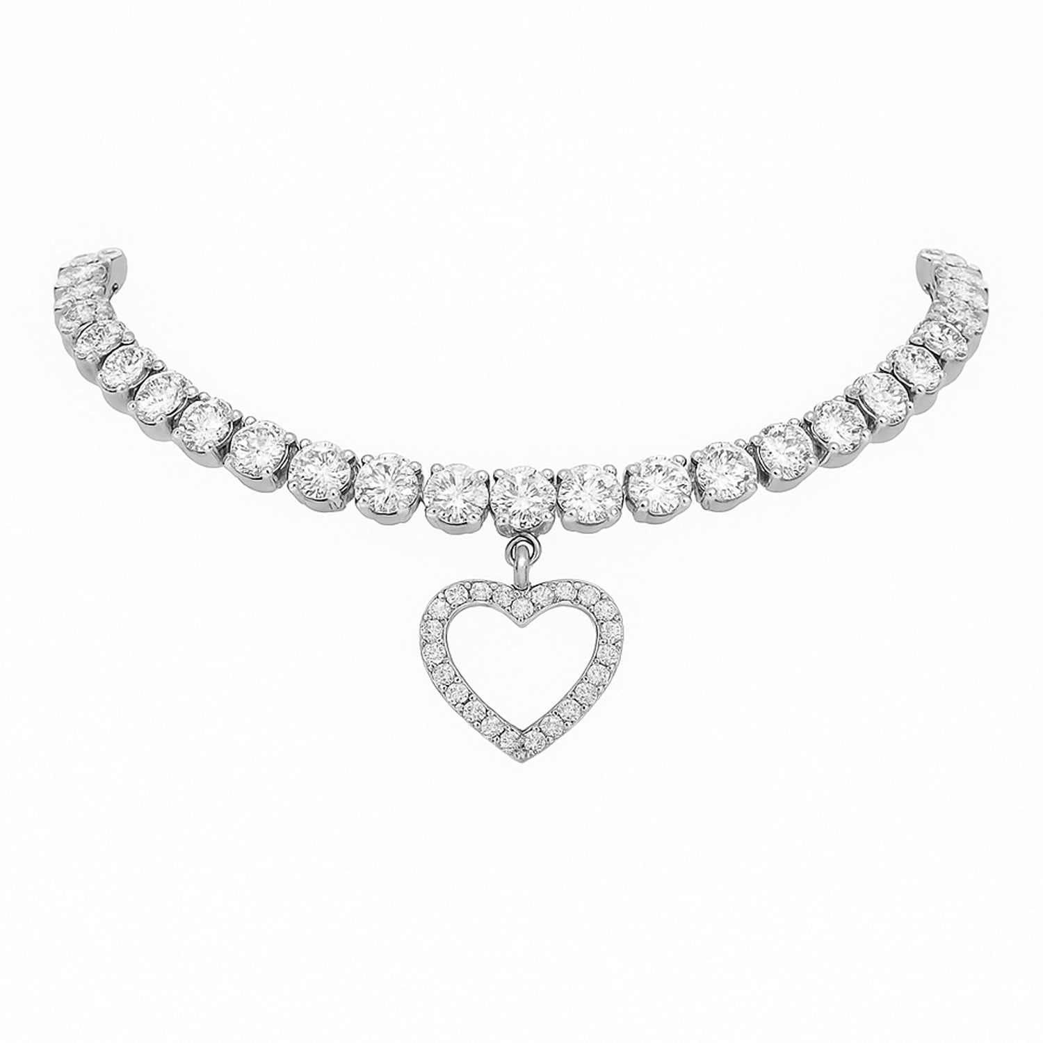 The Gala Women's Silver Crystal Heart Choker In Silver