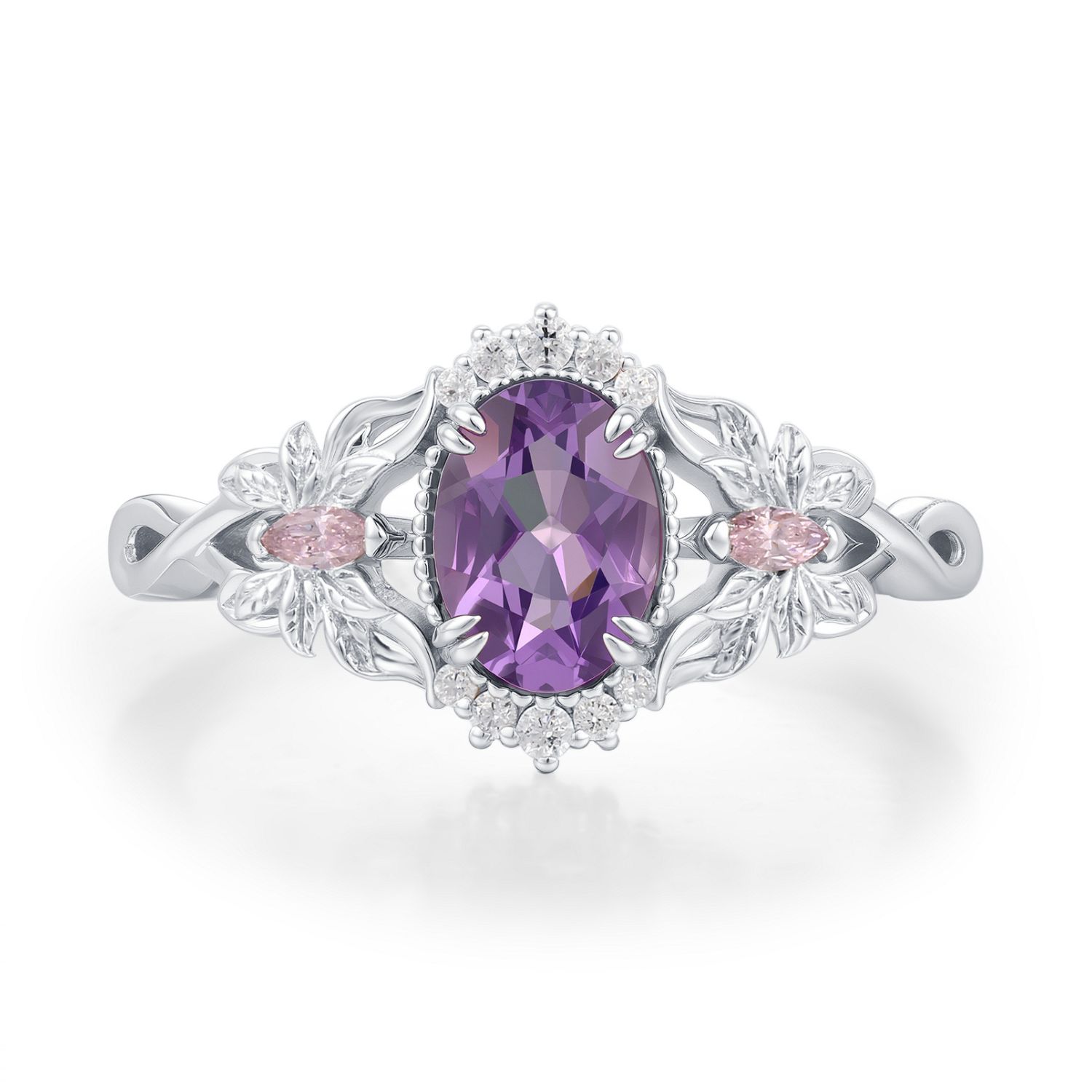 Azura Jewelry New York Women's Silver Elaria Amethyst Ring - The Emberwing Tale White Gold Vermeil In Silver
