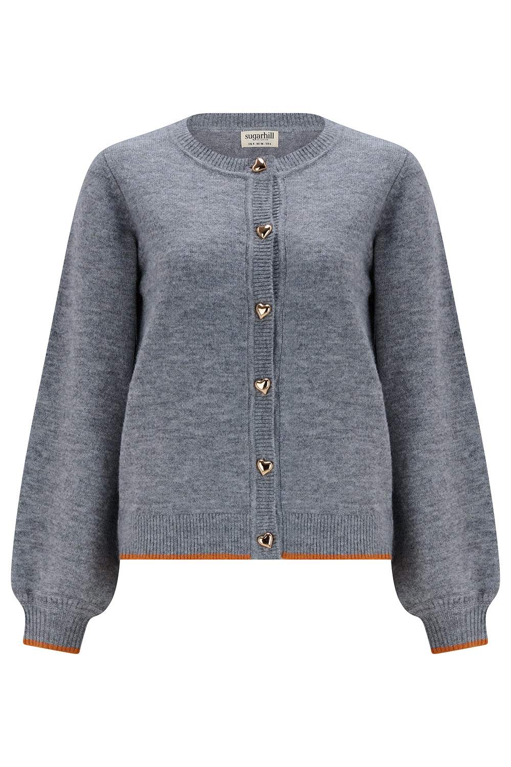 Sugarhill Brighton Women's Glinda Cardigan Grey Gold Hearts