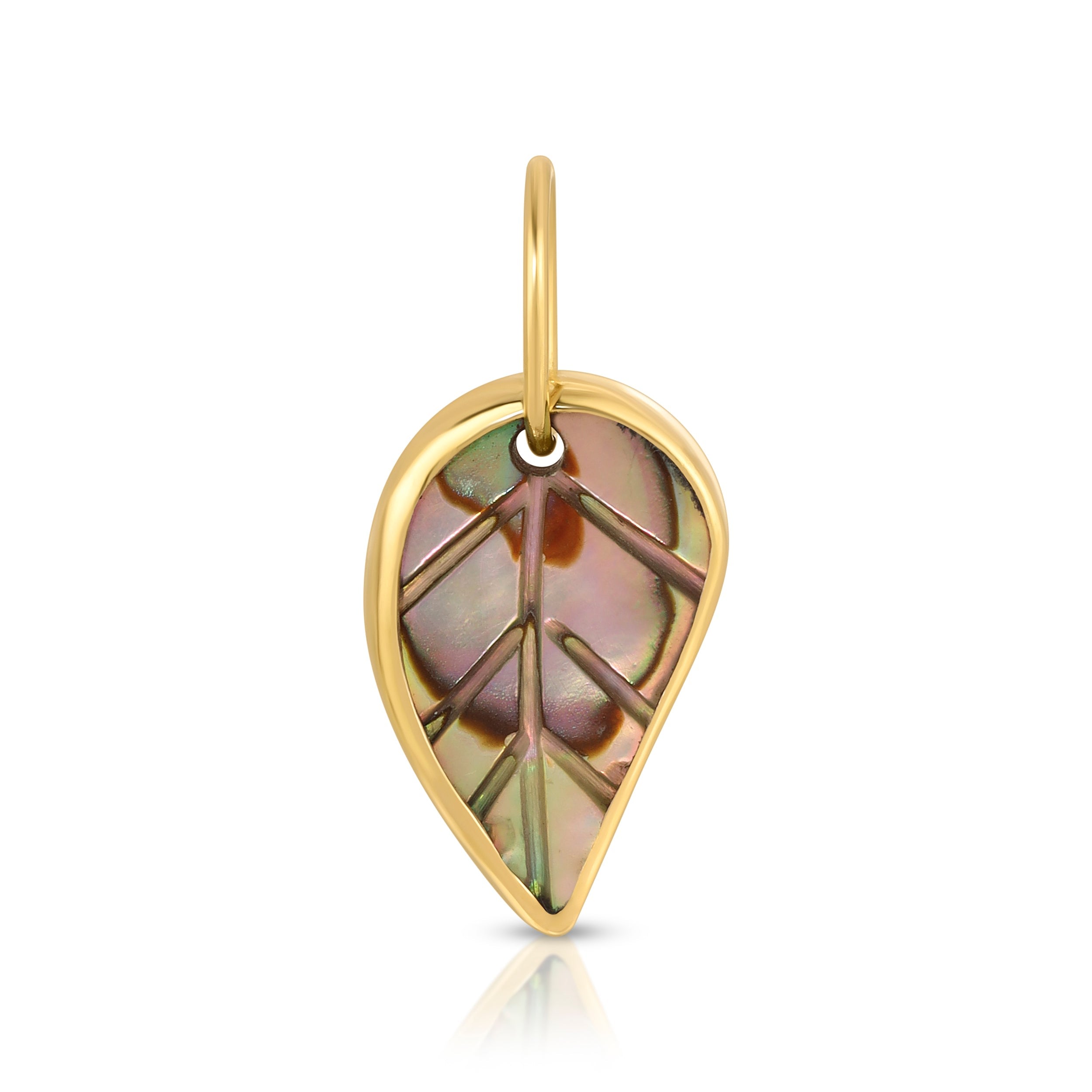 Maya Brenner Women's Gold Abalone Leaf Charm In Gold