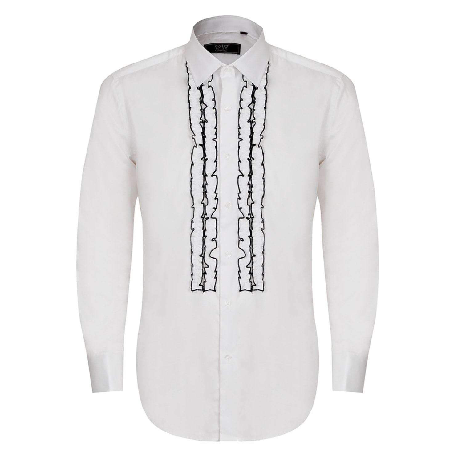 Men’s Classic Collar Ruffle Dress Shirt - White 18" David Wej